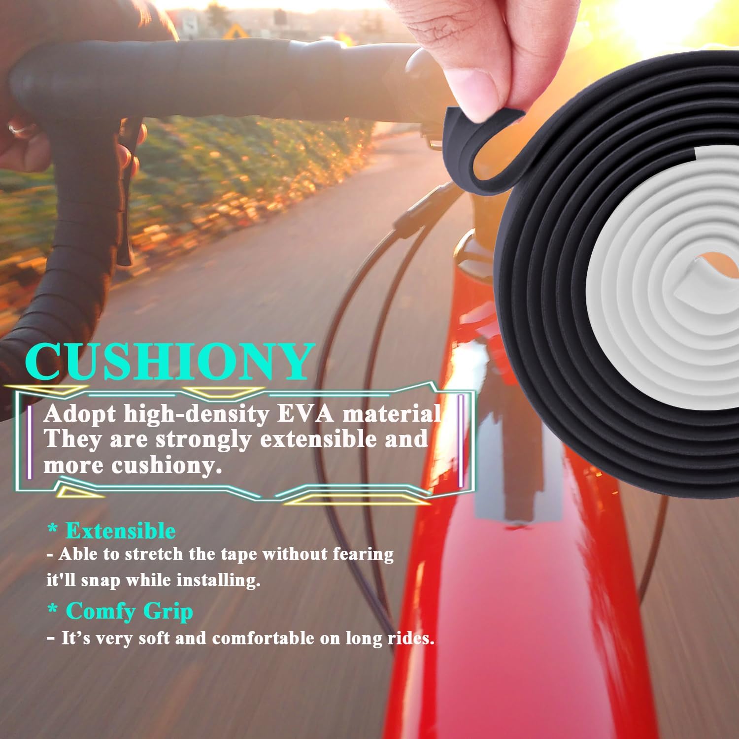 KINGOU EVA Road Bike Handlebar Tape Bicycle Bar Wraps - 2PCS Per Set