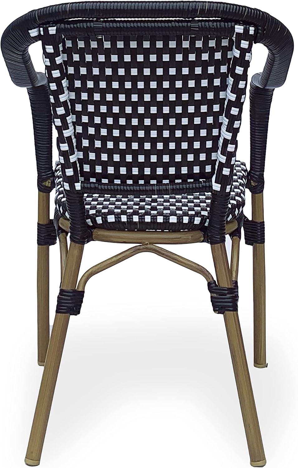 Christopher Knight Home Anastasia Outdoor French Bistro Chair (Set of 2), Black + White + Bamboo Print Finish