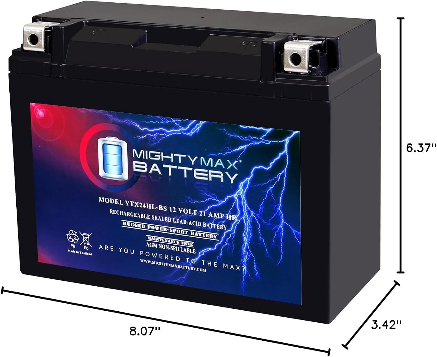 Mighty Max Battery YTX14-BS - 12 Volt 12 AH, 200 CCA, Rechargeable Maintenance Free SLA AGM Motorcycle Battery
