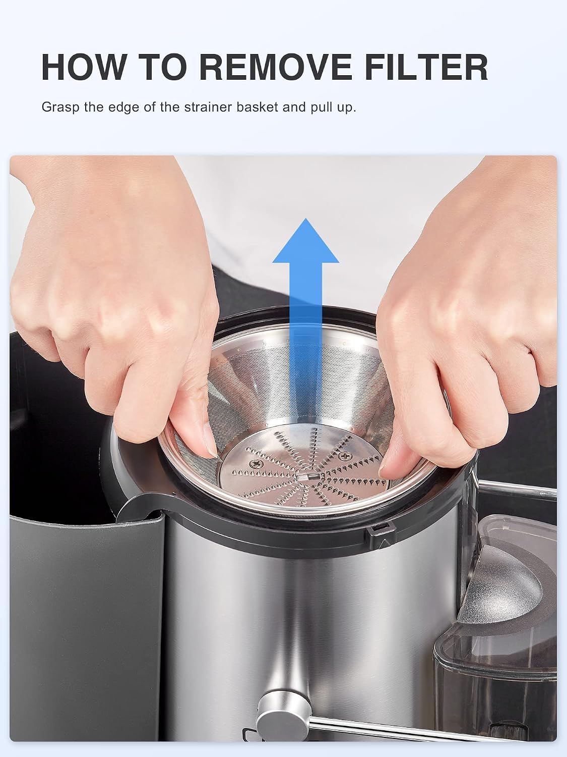 QCen Juicer Machine 500W Centrifugal Juicer with Extra Wide Feed Chute
