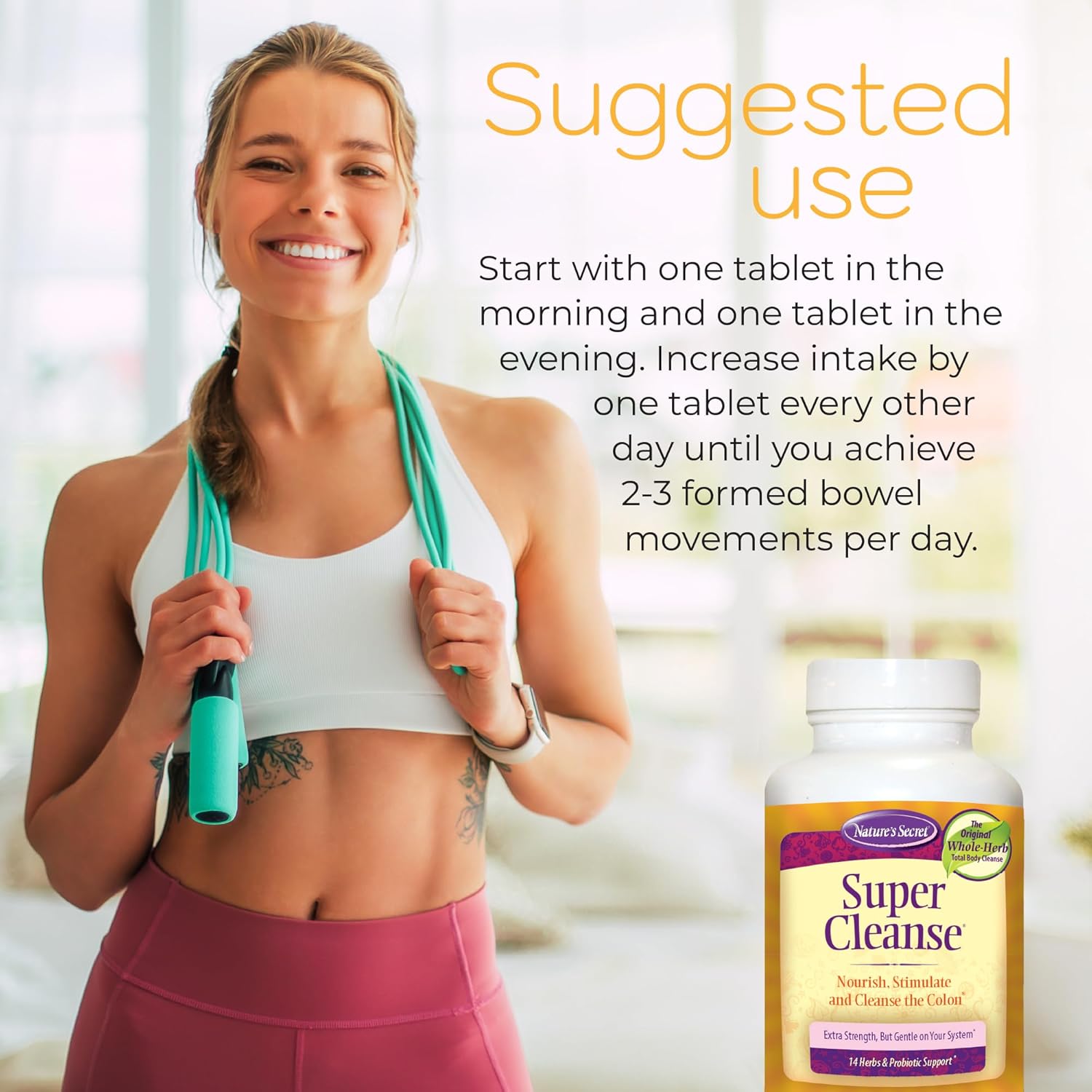 Nature's Secret Super Cleanse Extra Strength Colon Cleanse 200 Tablets | Extra Strength Colon Cleanse with 14 Herbs & Probiotic Support | 200 Tablets