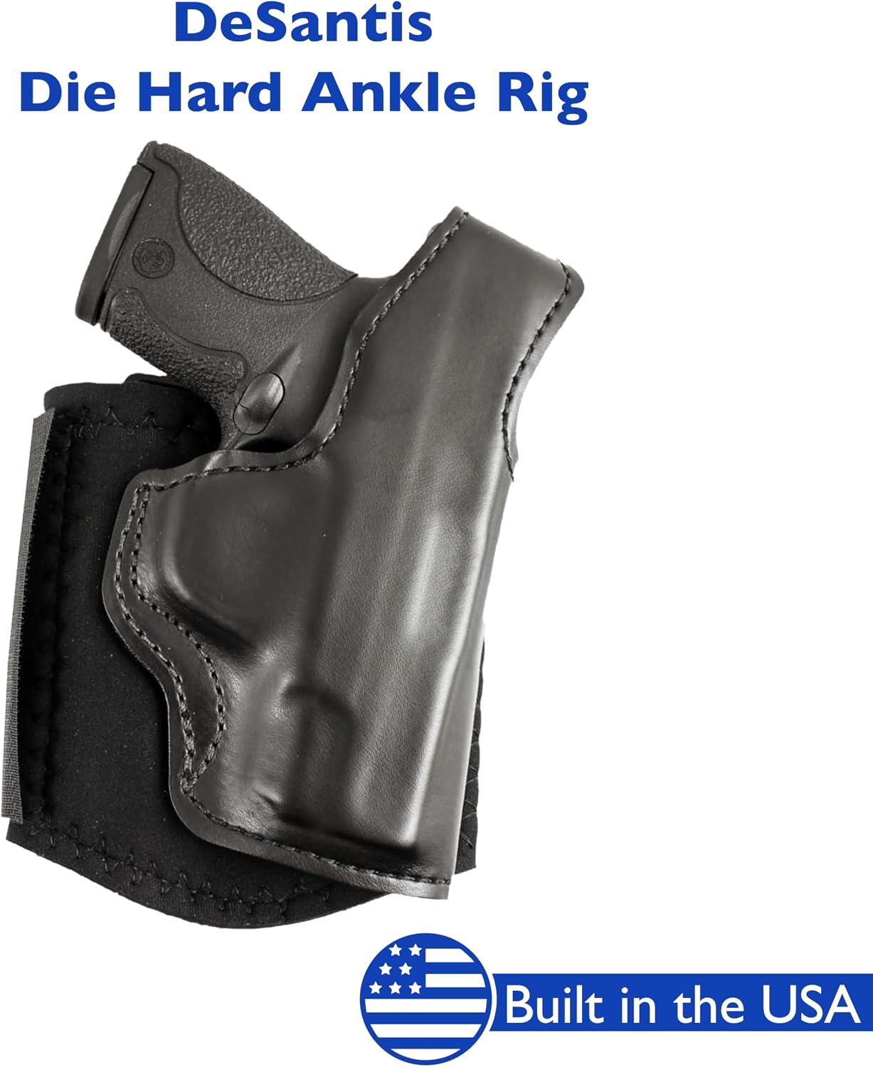 Desantis Die Hard Ankle Rig - Right Hand Draw, Black | Fits S&W M&P SHIELD 9/40, M2.0 9/40, 9 SHIELD PLUS, Concealed Ankle Holster