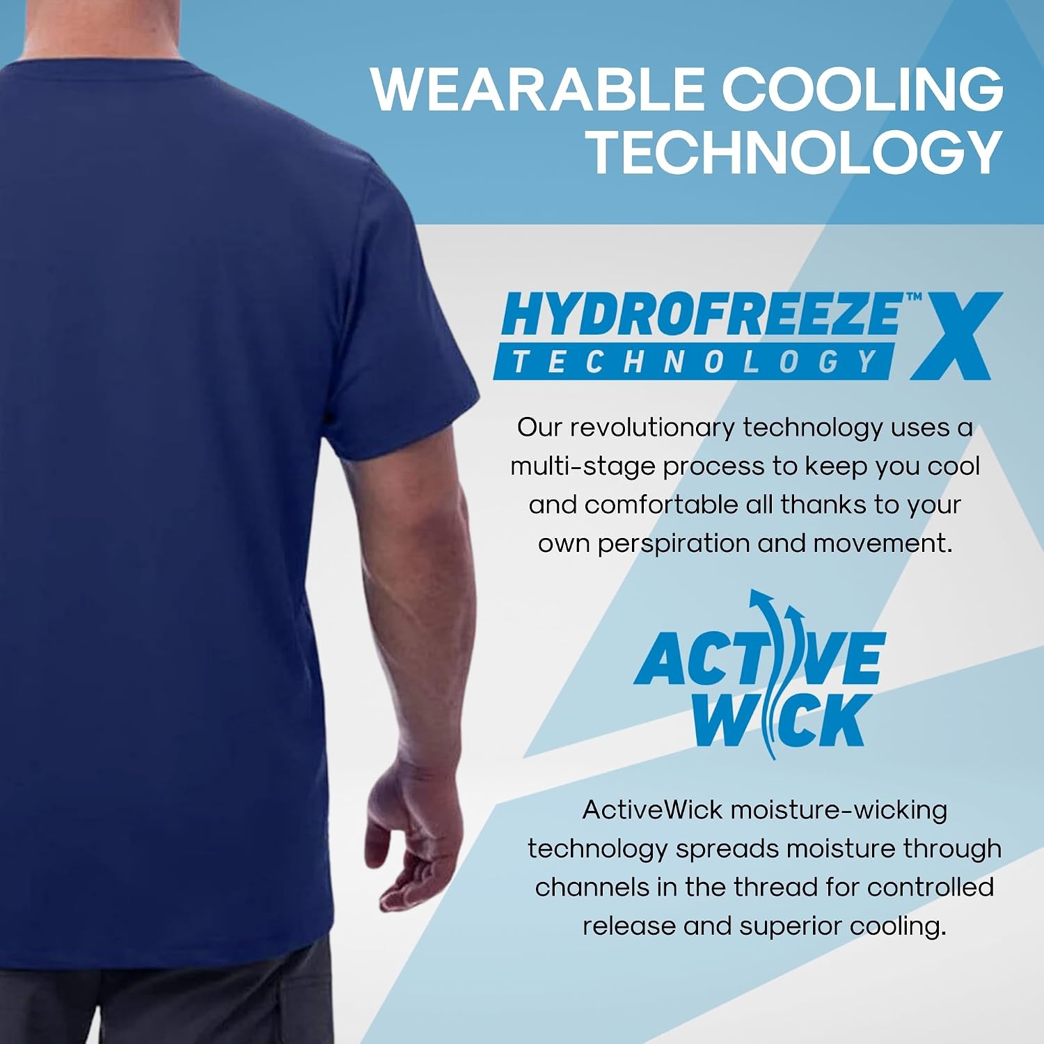 Arctic Cool Men’s Crew Neck Instant Cooling Pocket Workwear Moisture Wicking Performance UPF 50+ Short Sleeve Shirt