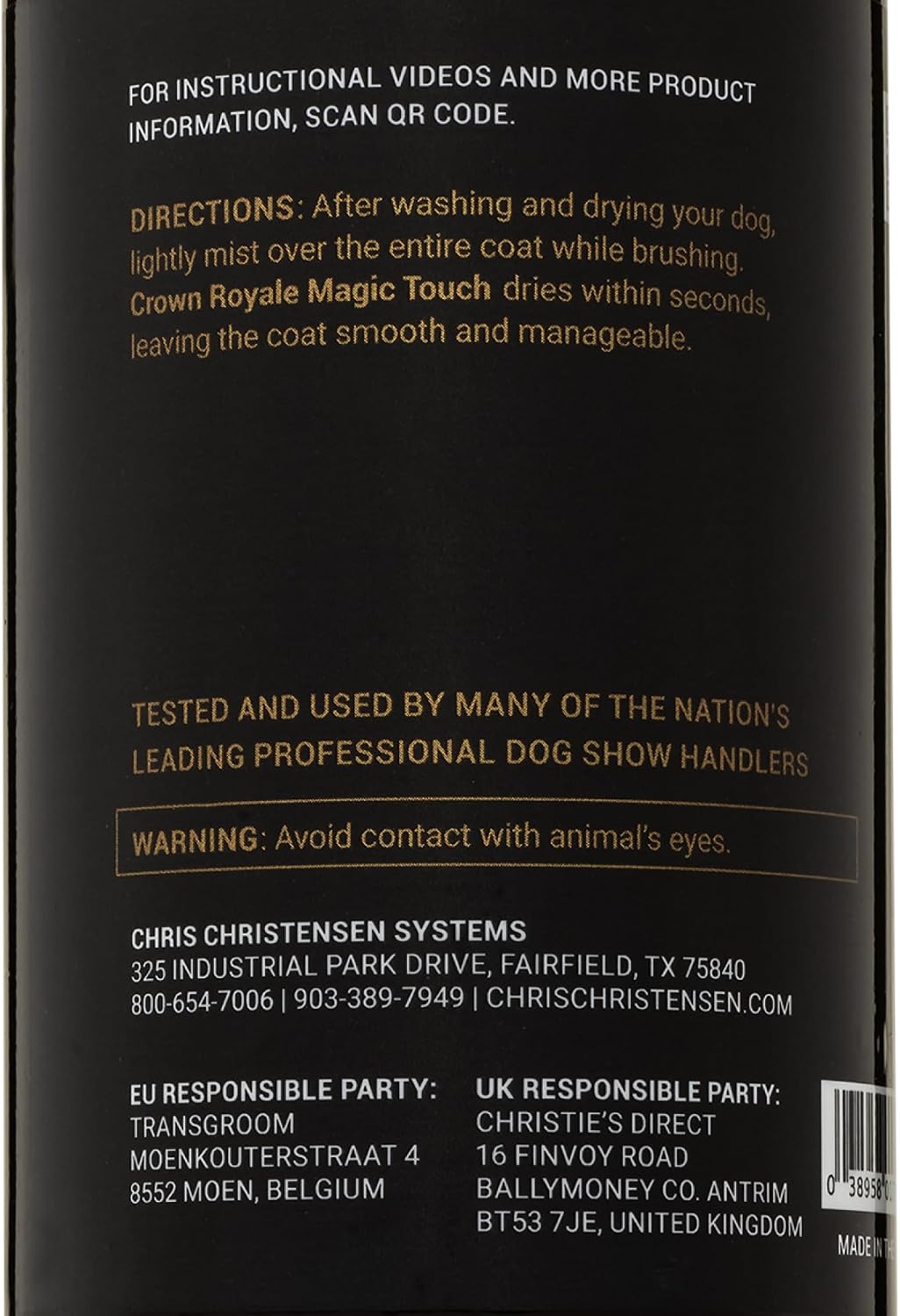 Crown Royale Magic Touch Formula 1 Pet Grooming Spray Ready-to-Use, No Heavy Build-Up, Finishing Spray, Prevents Coat Matting