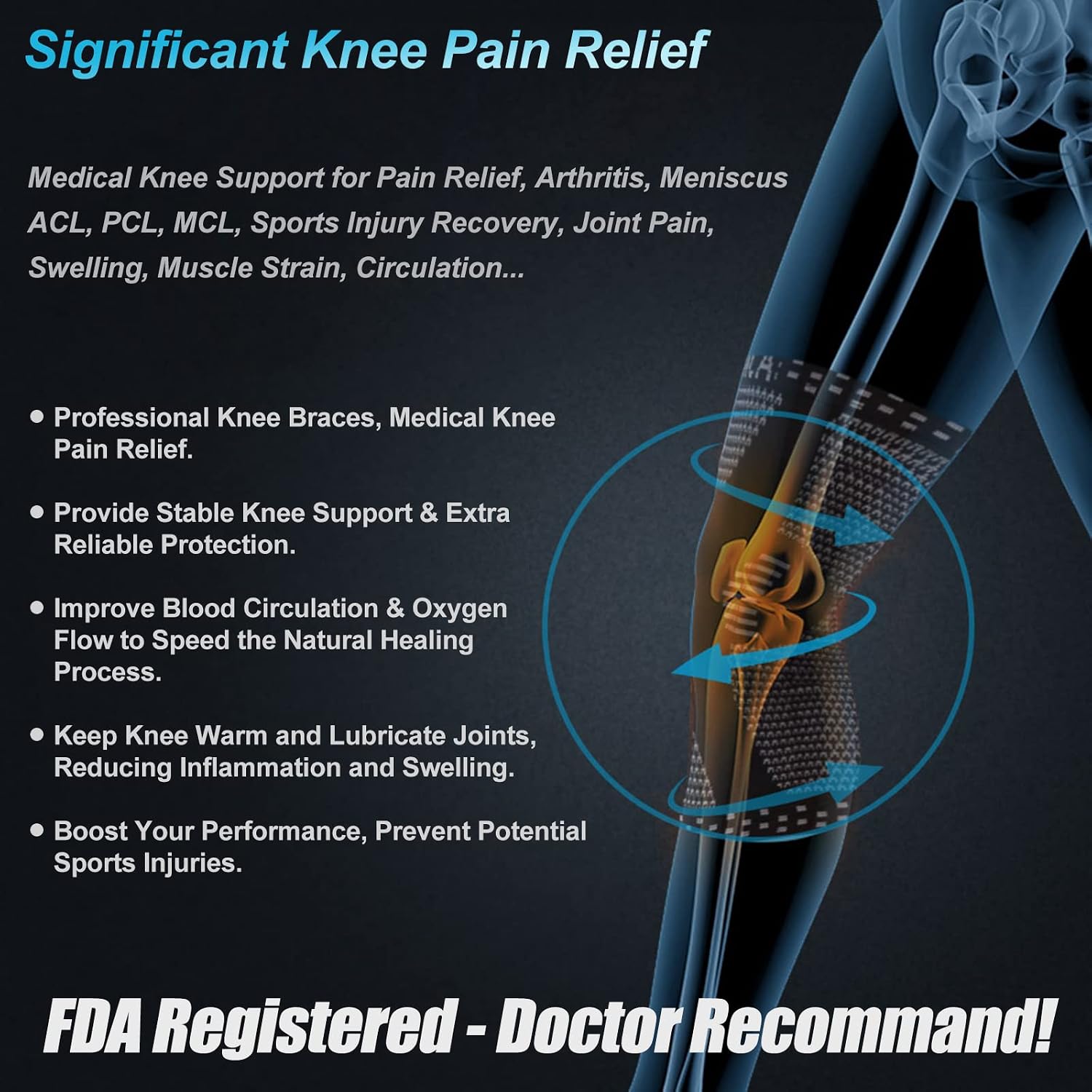 NEENCA Knee Braces for Knee Pain Relief, Compression Knee Sleeves with Patella Gel Pad & Side Stabilizers, Knee Support for Weightlifting, Running