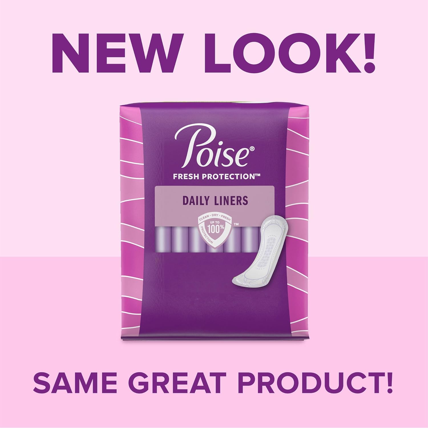 Poise Daily Liners, Incontinence Panty Liners for Bladder Leaks, 2 Drop Very Light Absorbency, Long Length, 264 Count of Pantiliners (6 Packs of 44), Packaging May Vary