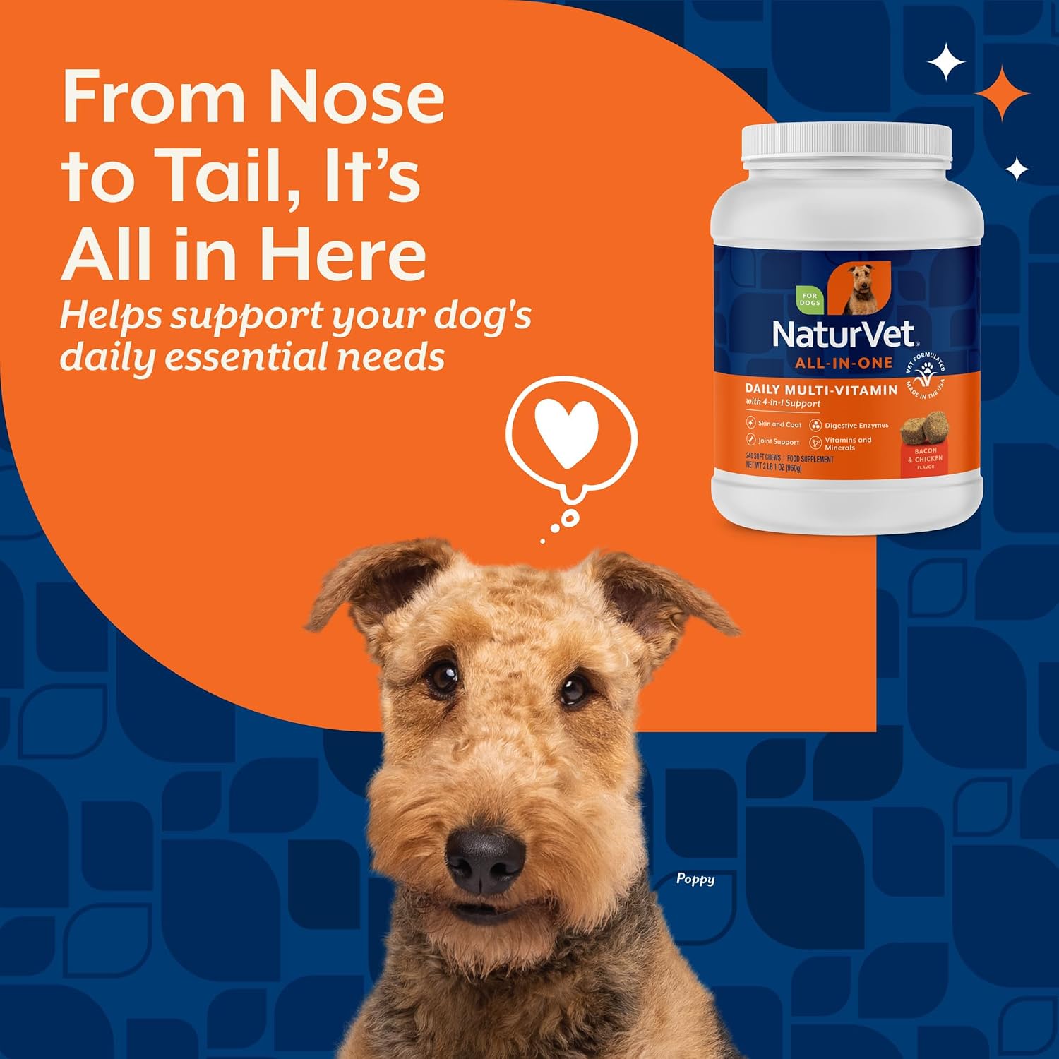 NaturVet All-in-One Cat & Dog Supplement Daily Multivitamin - 13 Oz Powder | Daily Multivitamin for Dogs & Cats - Supports Digestion, Skin & Coat with Omega-3, 6, 9 in a Wheat-Free Formula, 13 Oz Powder