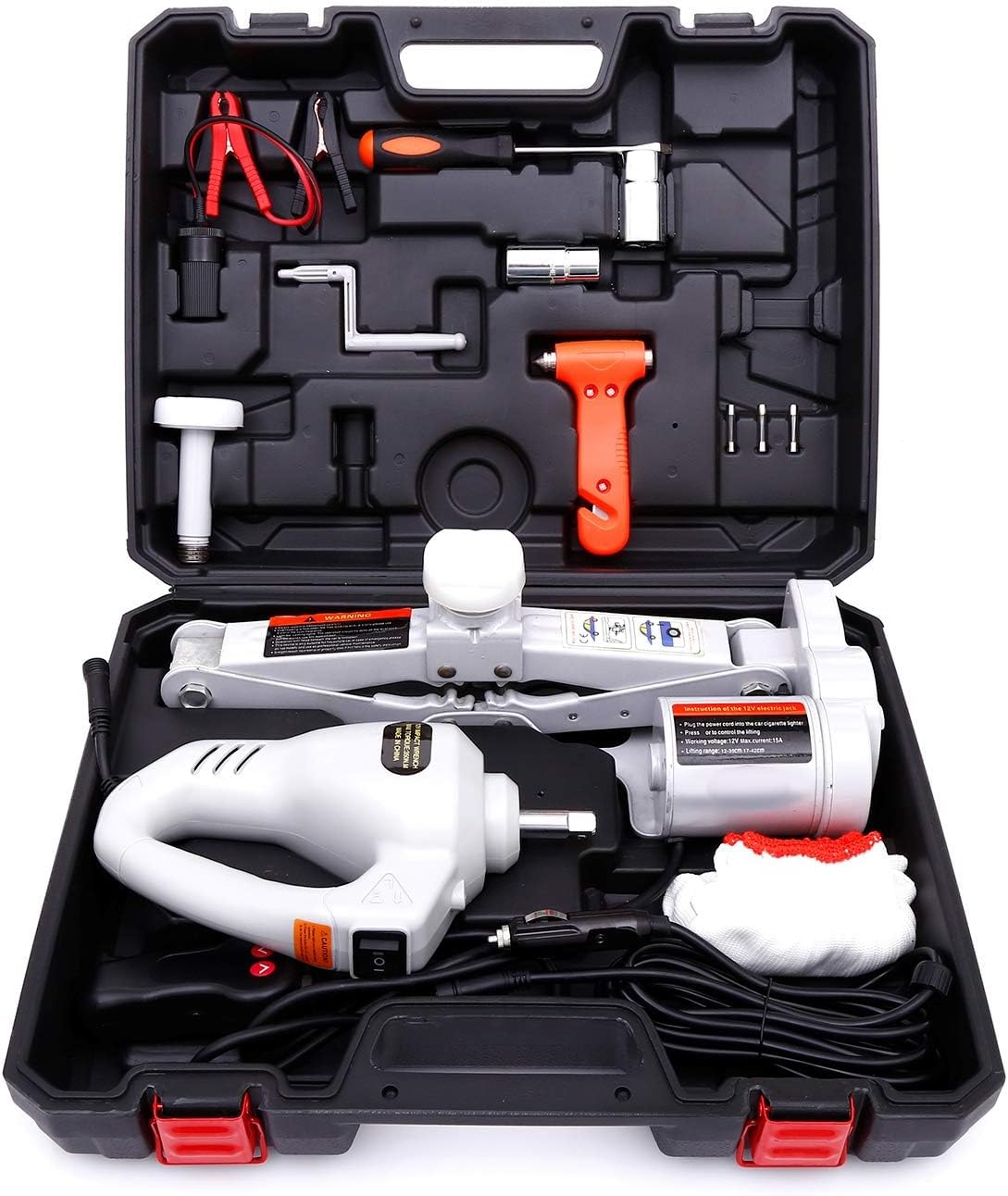Trihelper Electric Car Jack 3 Ton 12V Scissor Jack with Impact Wrench