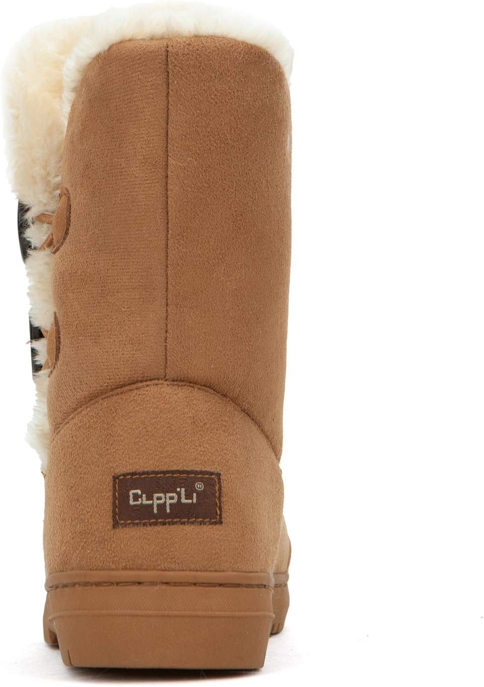 CLPP'LI Womens Twin Button Fully Fur Lined Winter Snow Boots