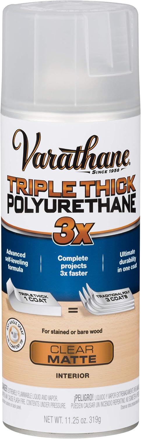Varathane Triple Thick Polyurethane Gloss Wood Finish | One Coat Protection, Self-Leveling Formula, Scratch And Stain Resistance, Crystal Clear Finish, Quart