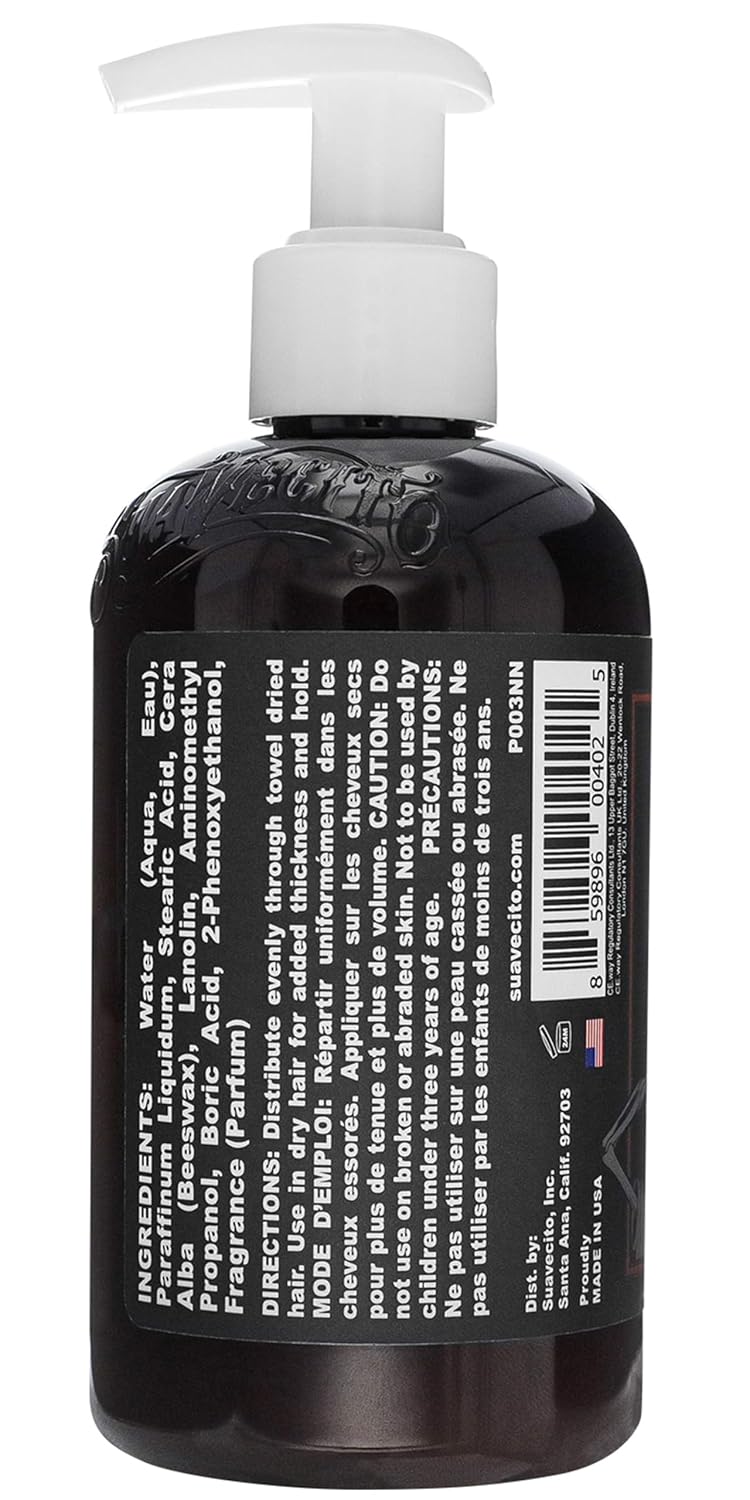 Suavecito Hair Cream for Men - Pump Bottle, Light Hold, Natural Shine, Water Based, Tames Frizz, Great for Curly Hair