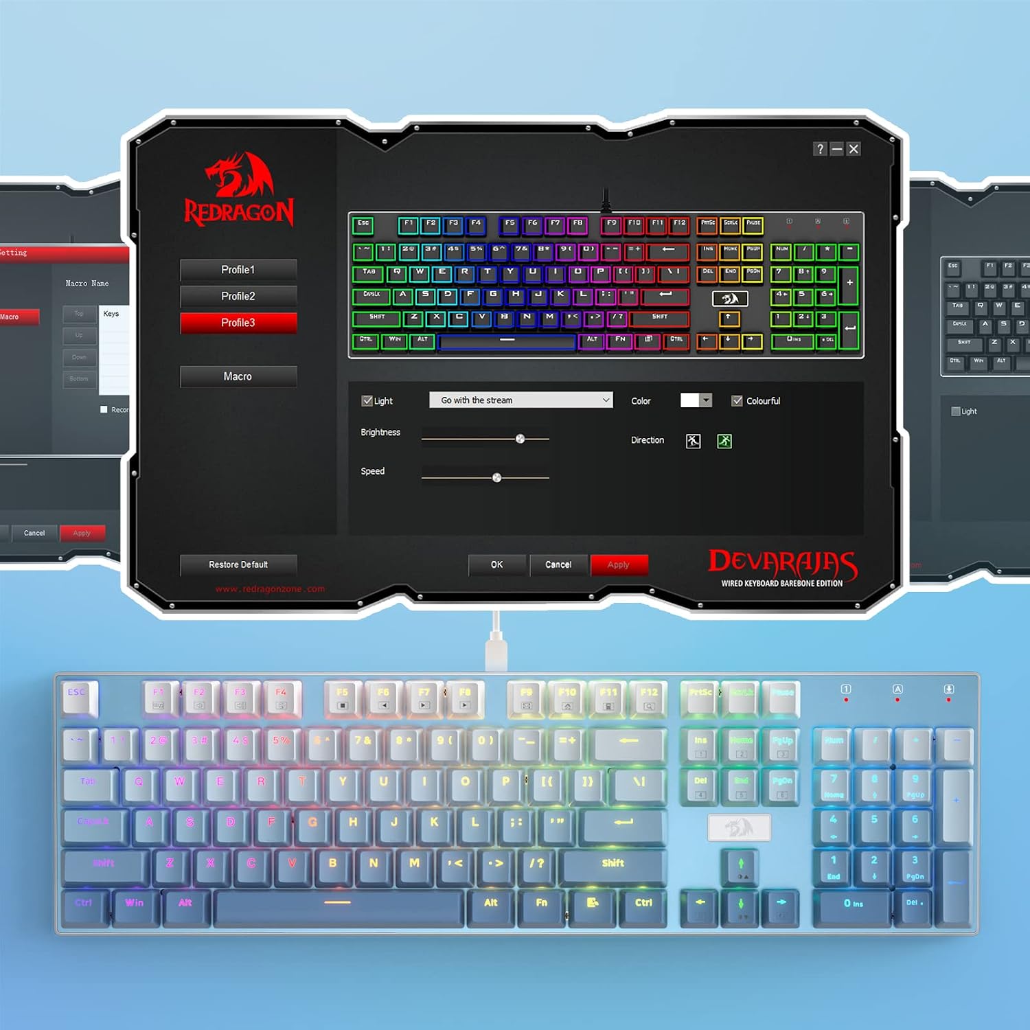 Redragon K556 Wired RGB Mechanical Gaming Keyboard, 104-Key Aluminum Board | Rock-Solid Metal Build, 20 Backlits Immersive ESports Vibe, Hot-swap Comfortable Tactile Brown Switch for Long-Time Typing