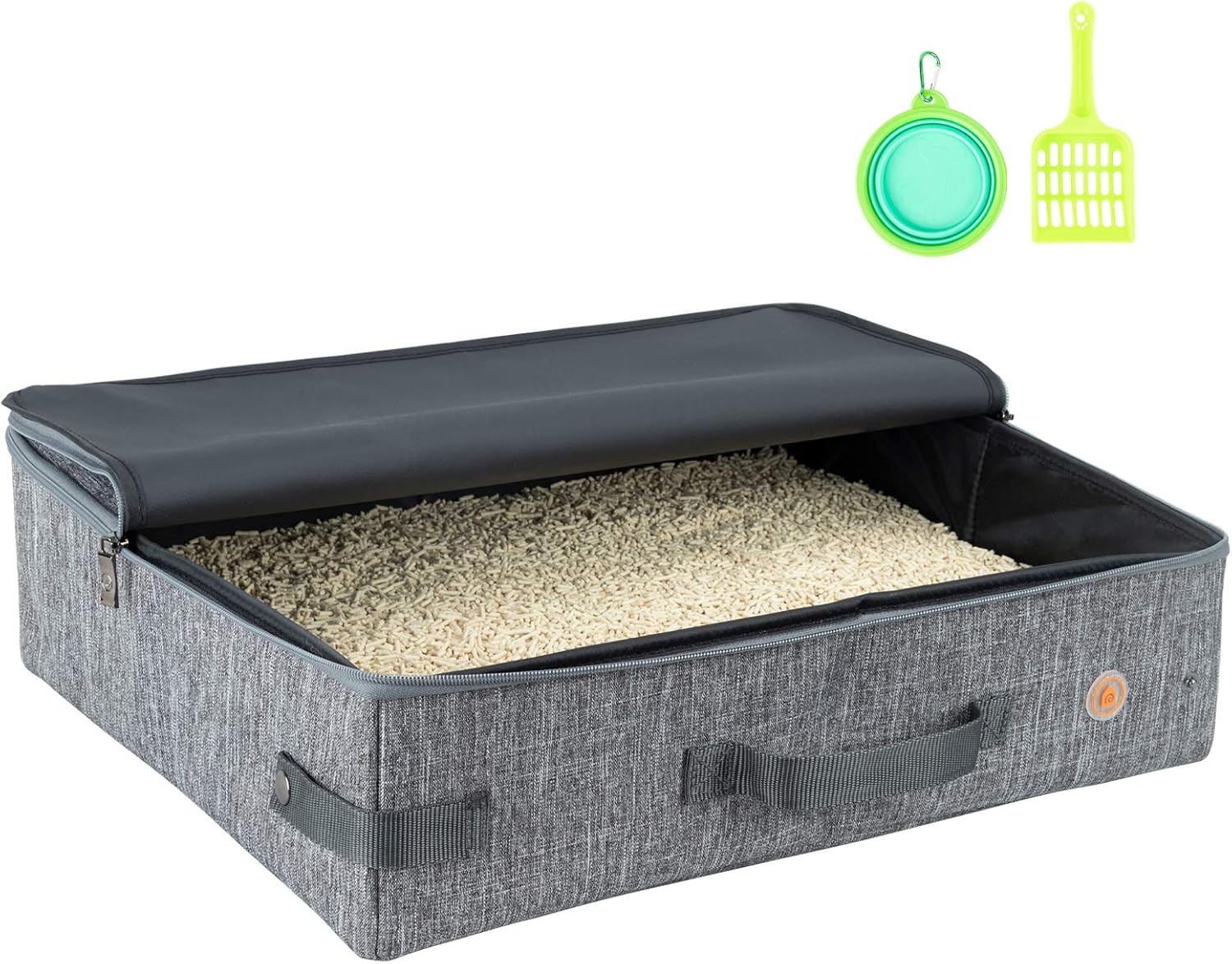 Portable Travel Litter Box for Cats with Lid to Contain Litter and Odor. Easy to Carry, Clean and Store. Easy for Car Travel, Hotle Stays