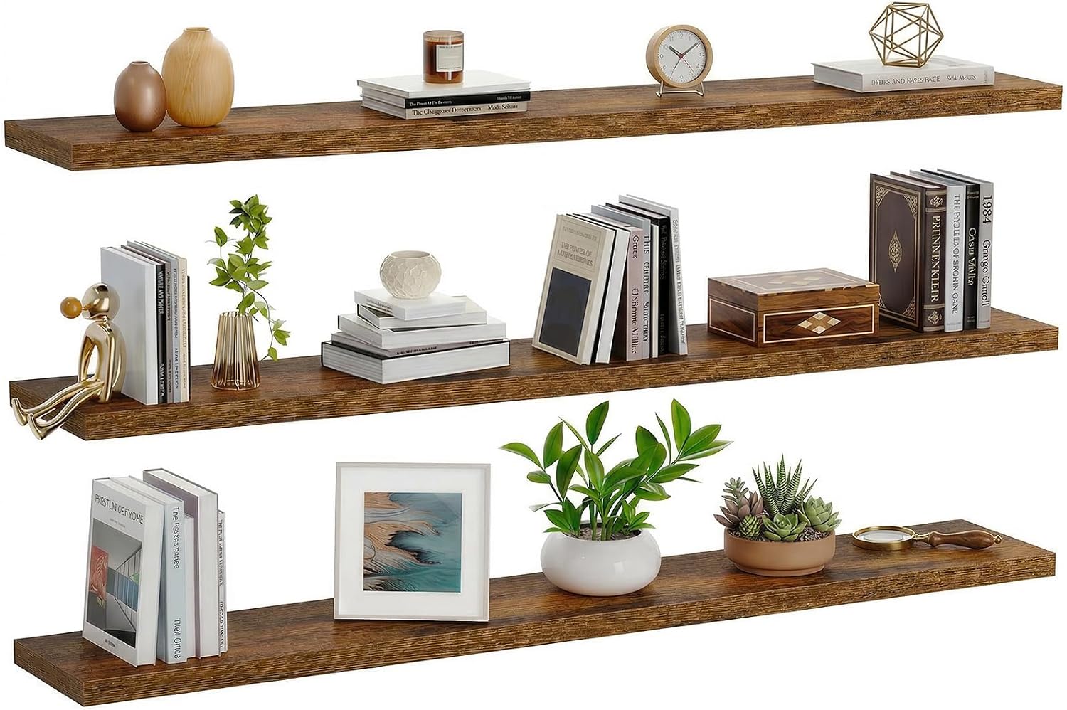 AMADA HOMEFURNISHING Floating Shelves, Wall Shelves for Bathroom/Living Room/Bedroom/Kitchen Decor