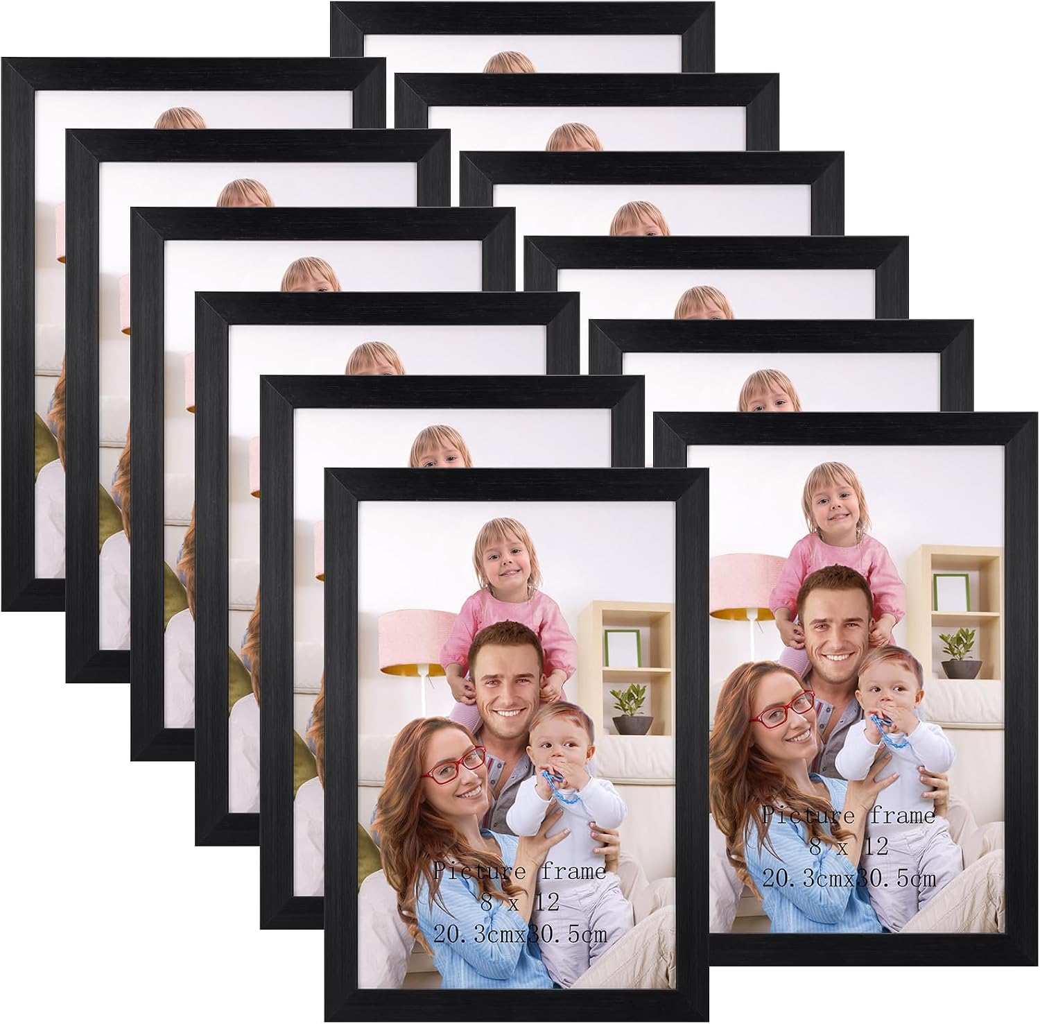 Giftgarden Black 8x10 Picture Frame Bulk, Multi 8 x 10 Photo Frames Set for Wall Hanging or Tabletop, 12 Pack
