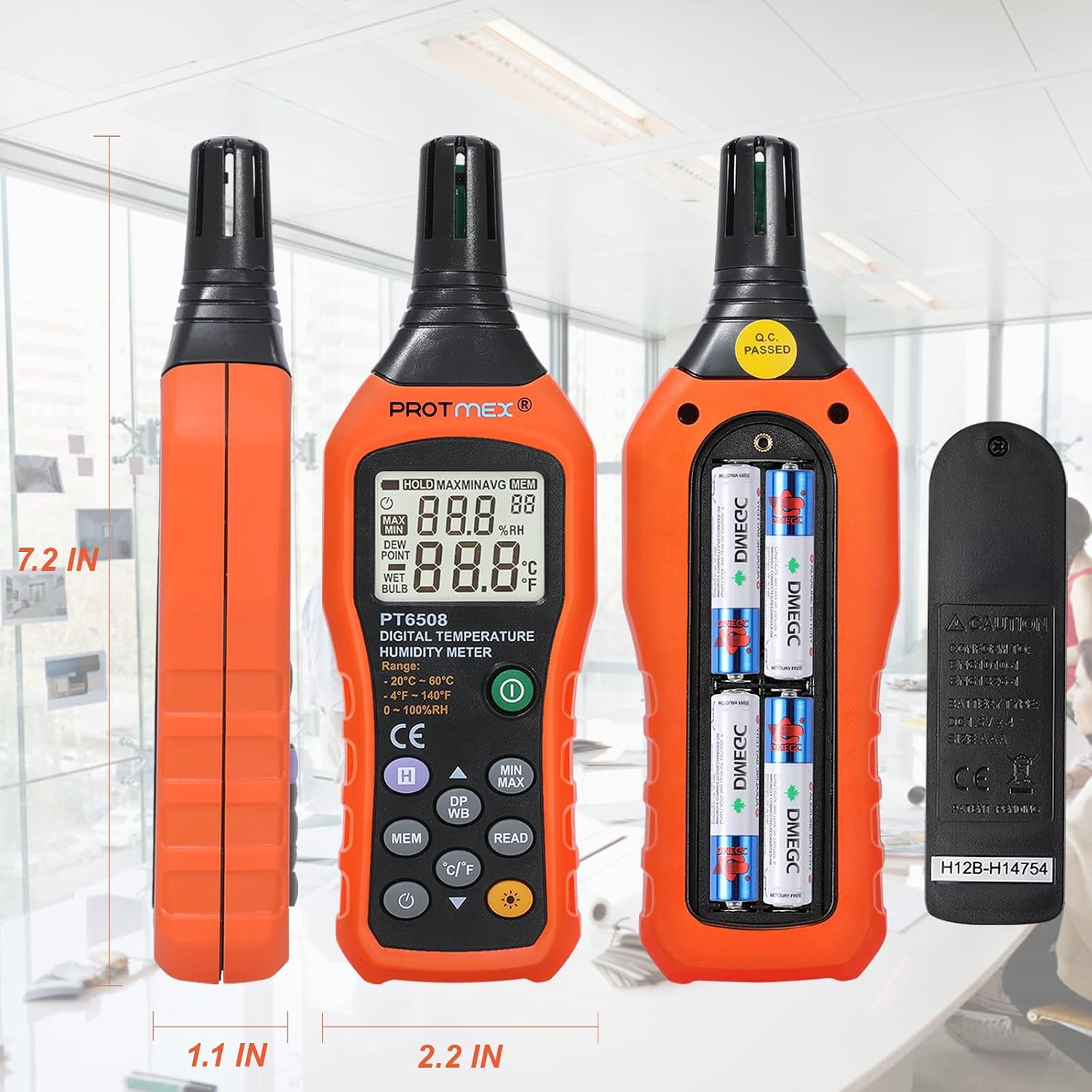 Digital Temperature Humidity Meter, Thermometer Hygrometer with Ambient Dew Point and Wet Bulb Temperature Indoor and Outdoor