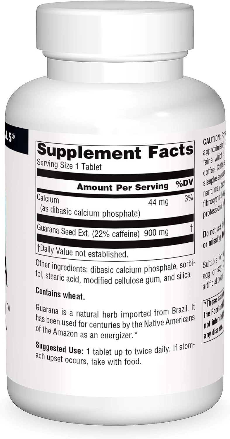 Source Naturals Guarana Energizer 900 mg Caffiene and Energy - 200 Tablets