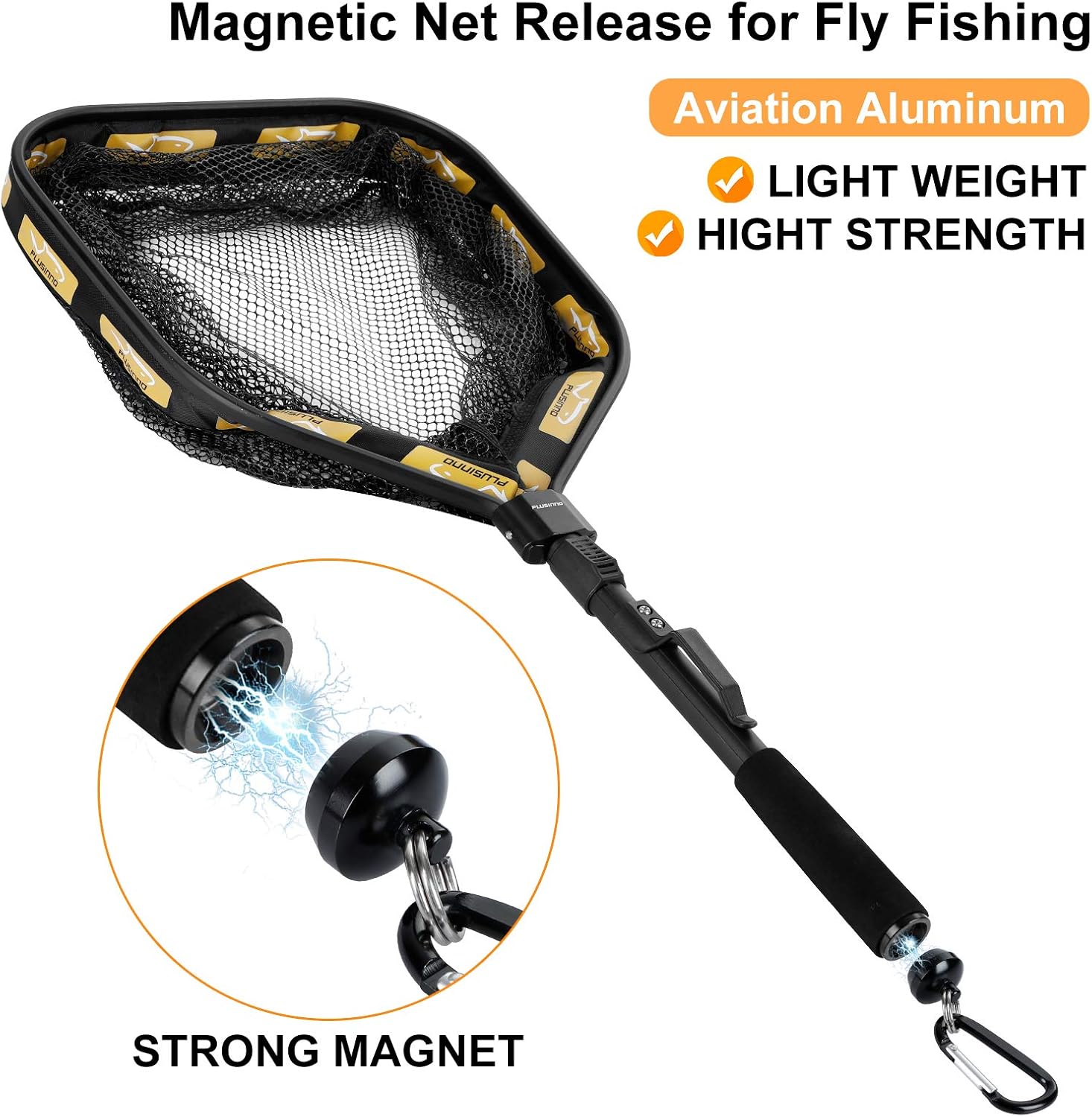 PLUSINNO Floating Fishing Net for Steelhead, Salmon, Fly, Kayak, Catfish, Bass, Trout Fishing