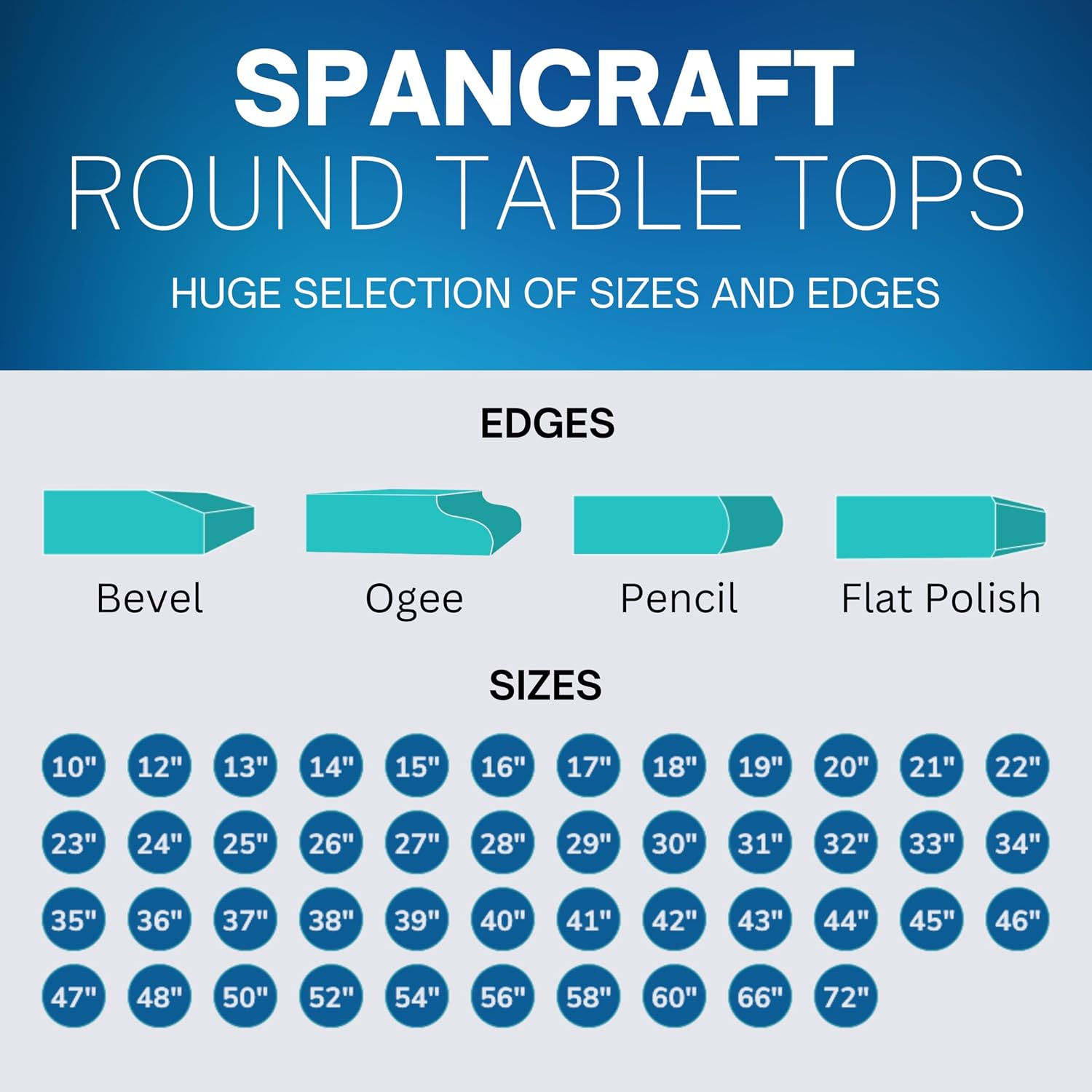Spancraft 24" Bronze Round Tempered Glass 1/2" Thick Table Top (24")