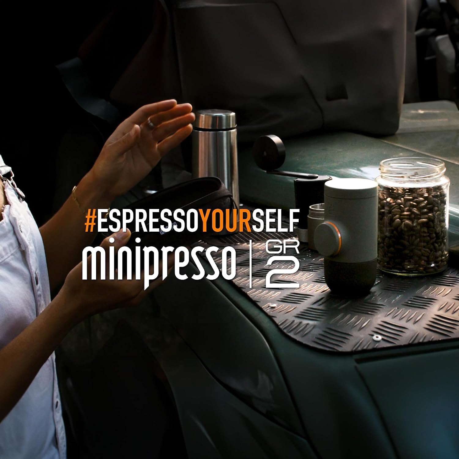 Wacaco Minipresso GR, Portable Espresso Machine, Compatible Ground Coffee, Hand Coffee Maker, Travel Gadgets, Manually Operated, Perfect for Camping, Hiking