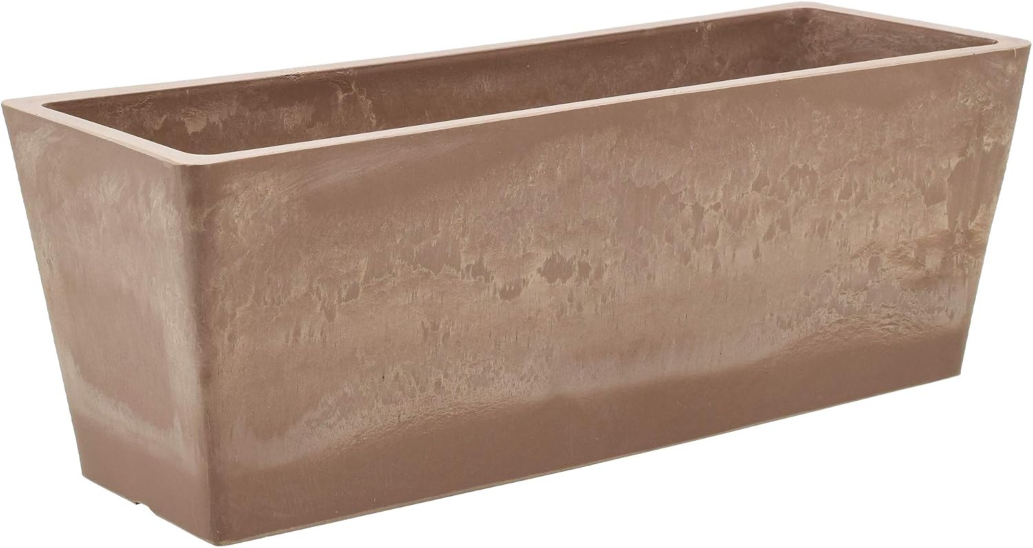 Arcadia Garden Products PSW U45CT Plastic/Stone/Wood Composite Simplicity Window Box, No Drainage Hole (Drillable), 17.5" x 7" x 6", Cement Color
