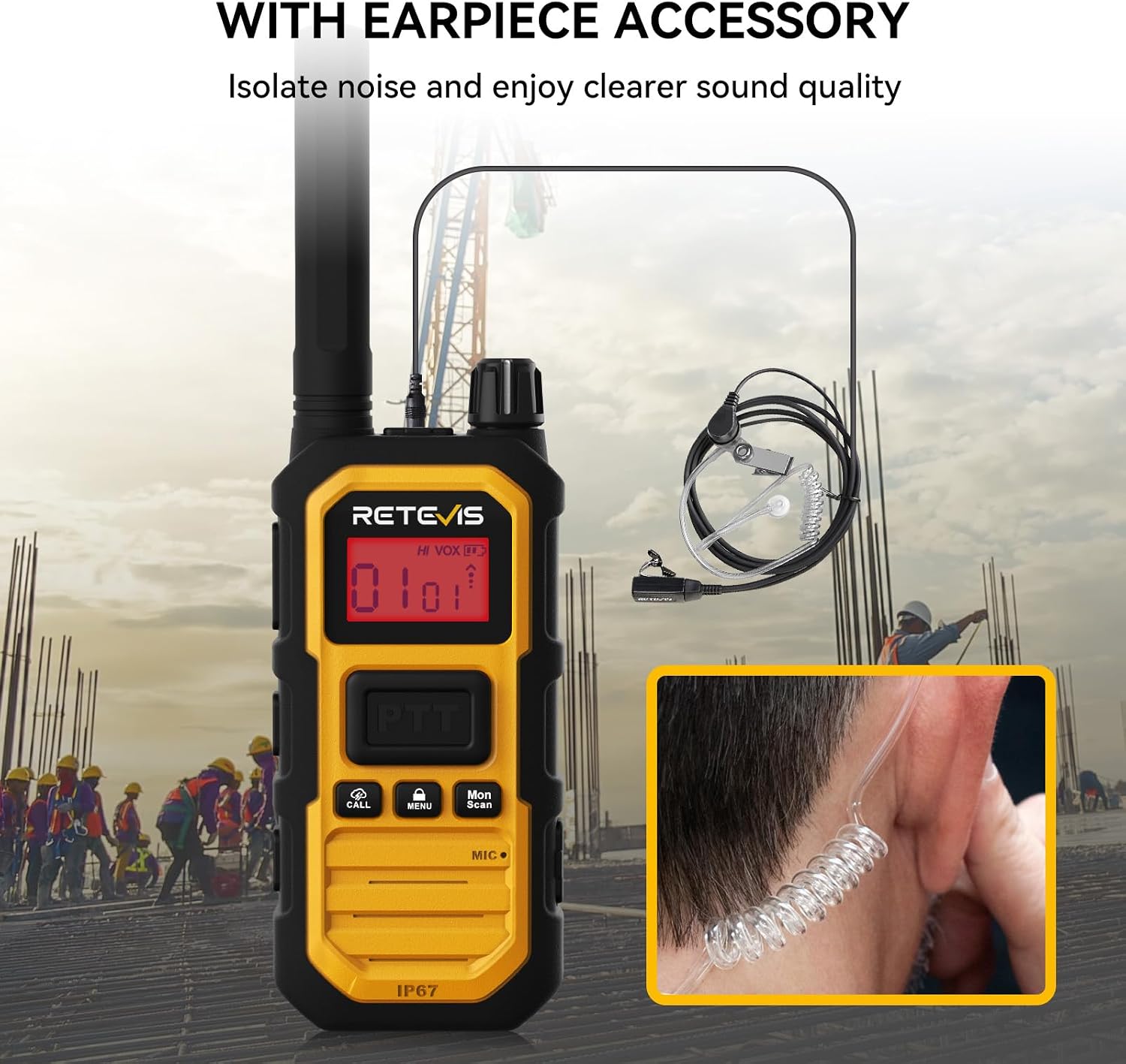 Retevis RB48PLUS GMRS Walkie Talkies Long Range,IP67 Waterproof 2 Way Radio | Repeater Capable, Dual PTT, Vibration Alert, NOAA, SOS, for Hurricane Preparedness, Emergency Communication, Outdoor, 2 Pack