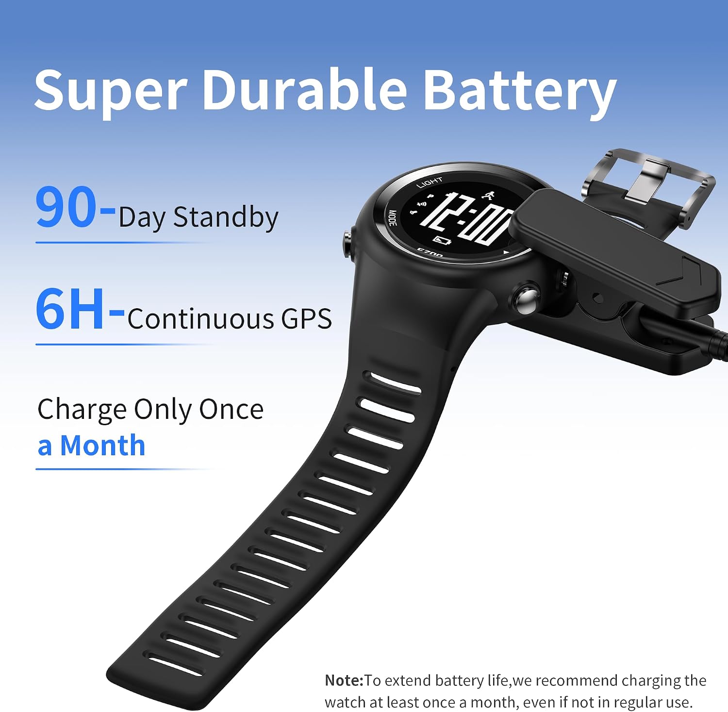 EZON GPS Running Watch with Speed Distance Pace Alarm and Calorie Counter and Stopwatch for Men T031 Black