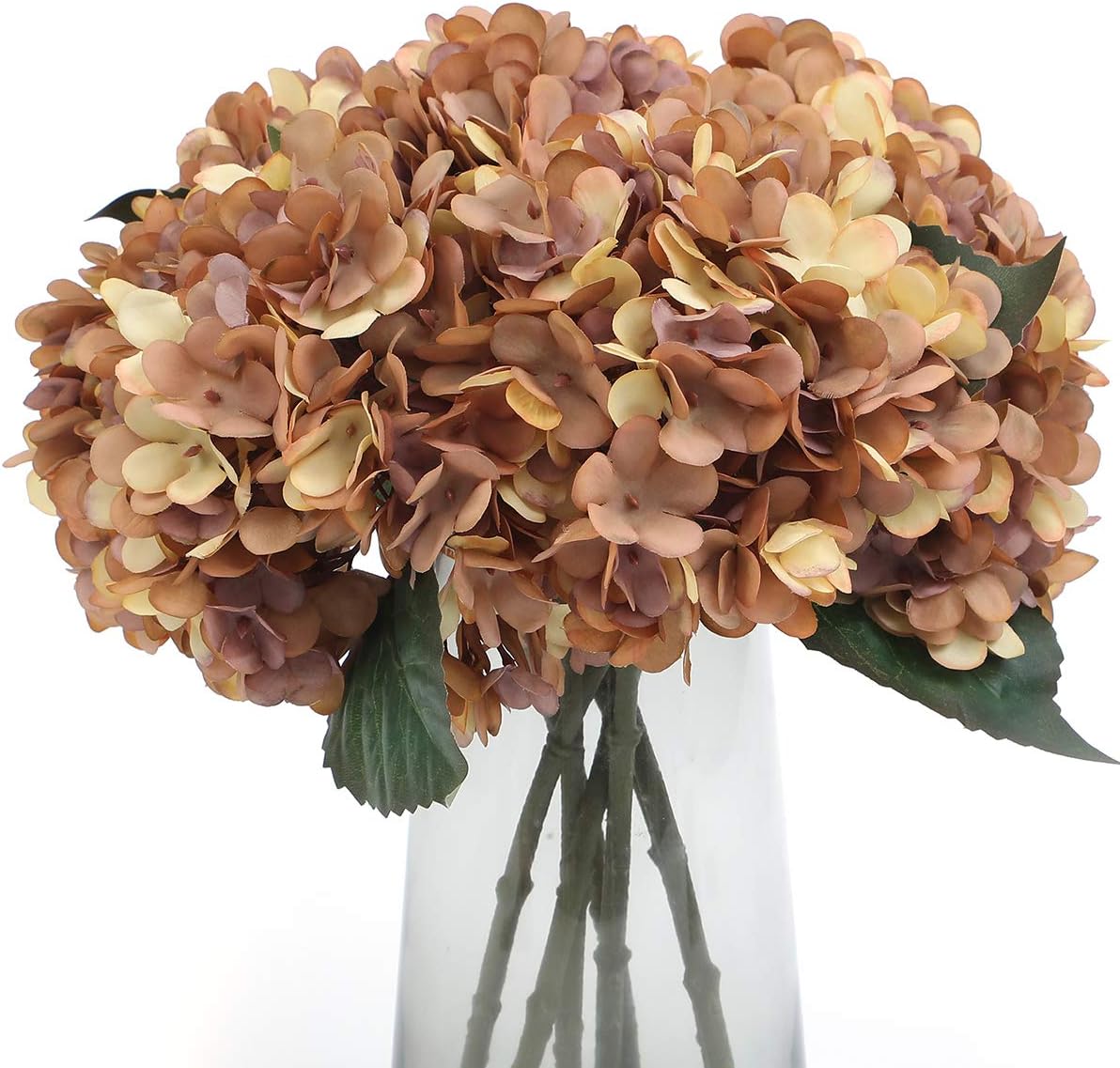Kimura's Cabin 6pcs Silk Hydrangeas Artificial Flowers,Deep Lake Blue