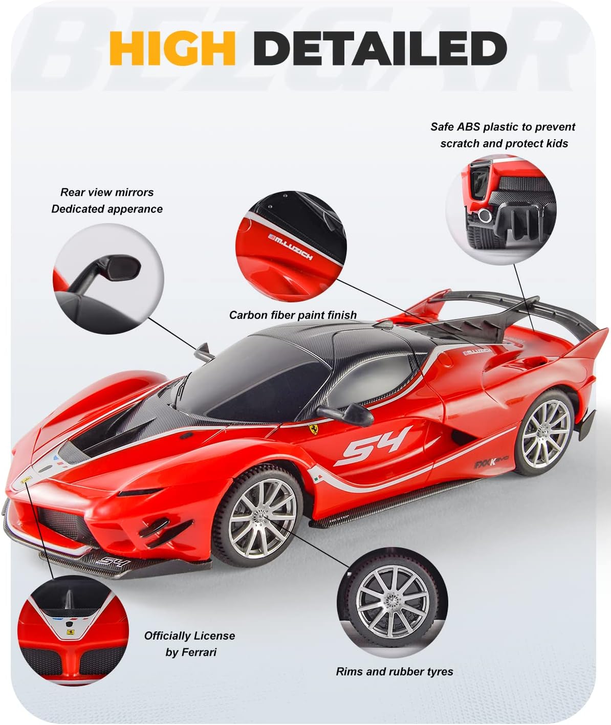 BEZGAR 1:24 Ferrari Remote Control Car Licensed FXX-K EVO