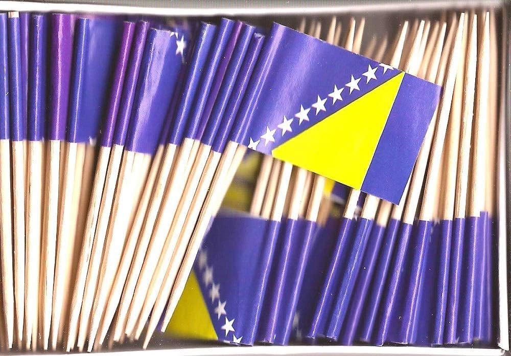 One Box of 100 Nicaragua Toothpick Flags, 100 Small Mini International Flag Cupcake Toothpicks or Cocktail Picks
