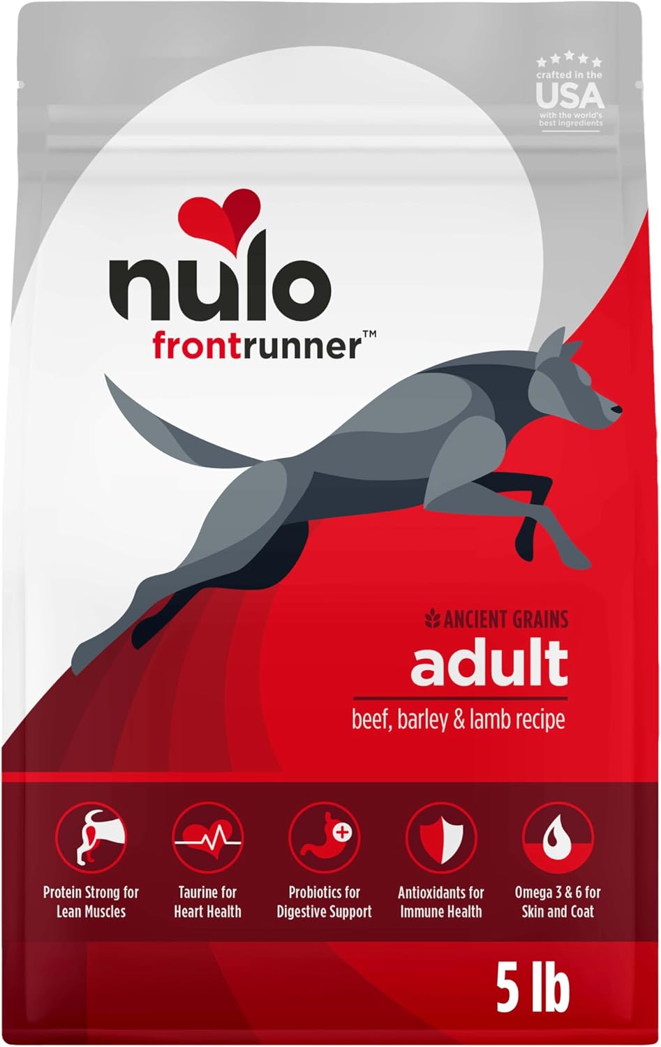 Nulo Frontrunner Dry Dog Food - Adult High-Protein Beef, Barley & Lamb Recipe, Natural Kibble with Ancient Grains, Probiotics, Taurine