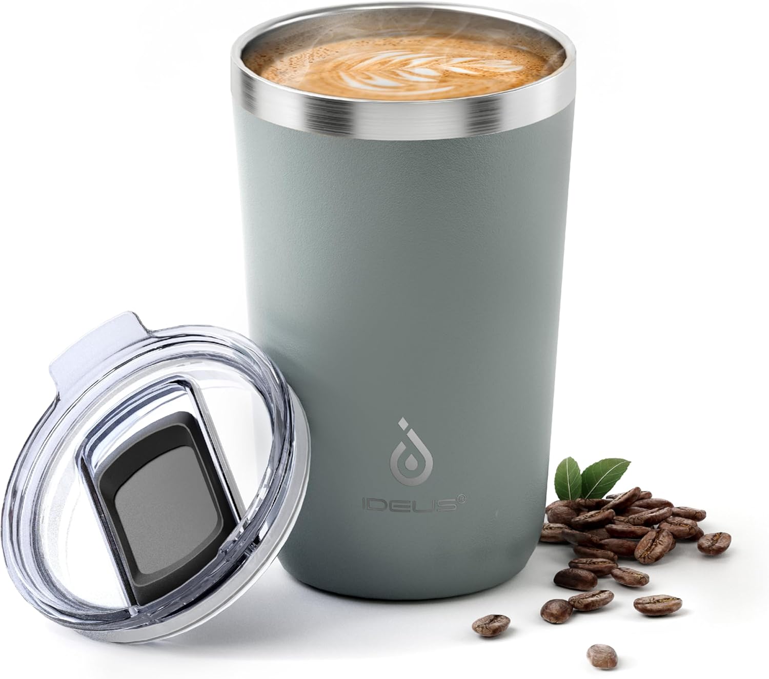 Ideus 20 oz Tumbler, Travel Coffee Mug with Splash Proof Sliding Lid, Double Wall Stainless Steel Vacuum Insulated Coffee Mug for Home and Office