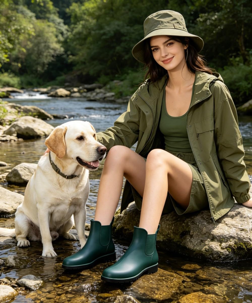 Asgard Women's Ankle Rain Boots Waterproof Chelsea Boots