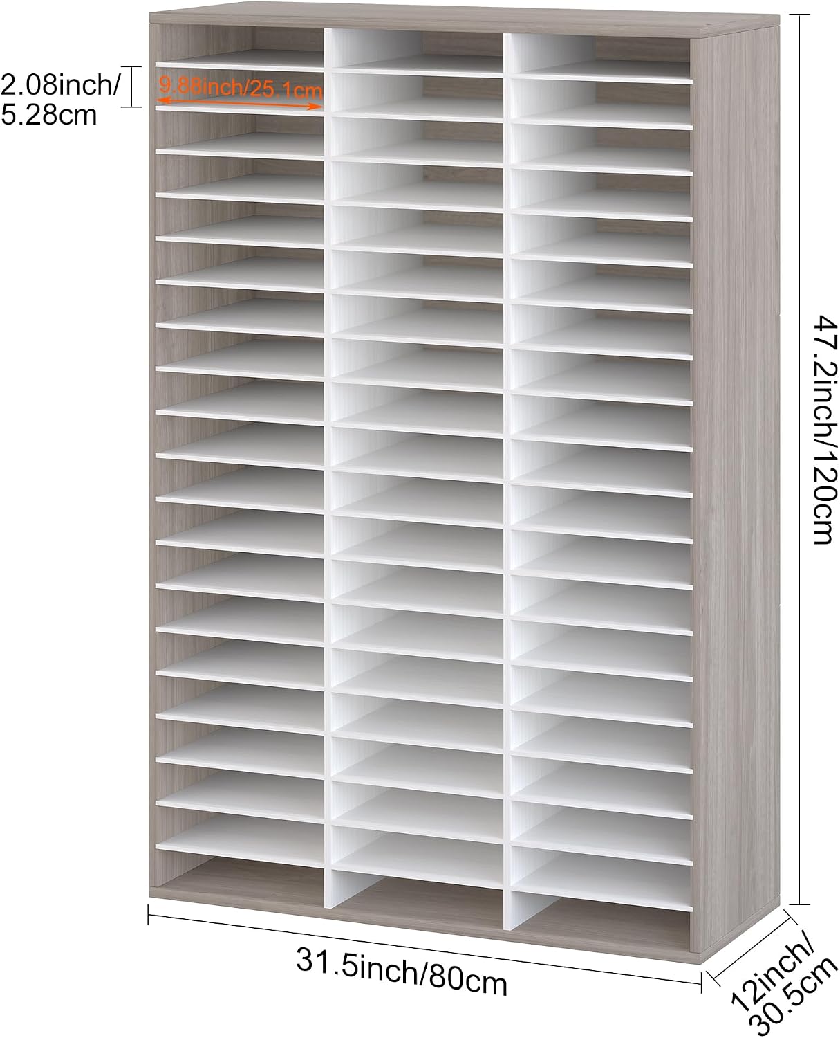 EasyPAG 12 Compartments Wooden Literature Organizer with Adjustable Shelves, 6000 Sheets Capacity Paper Organizer