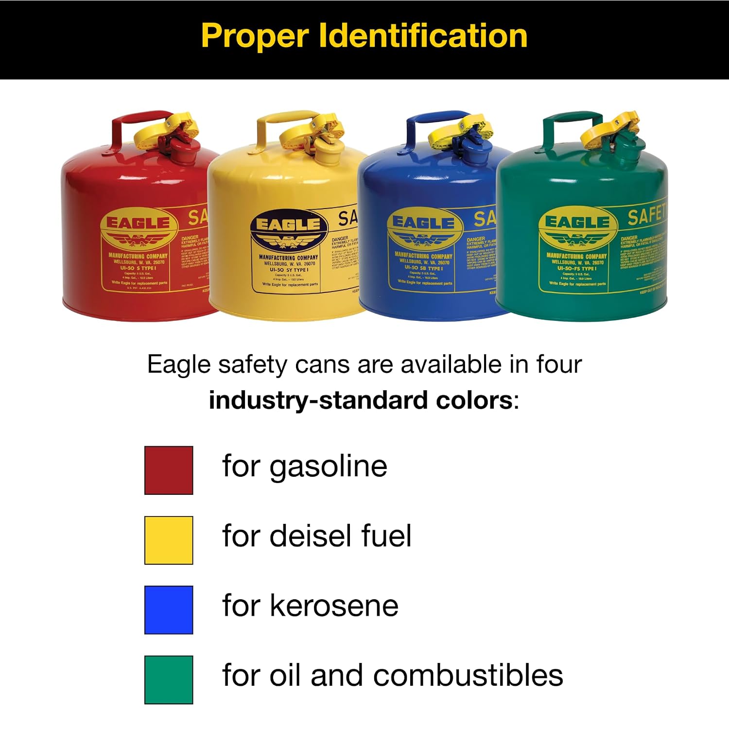 Eagle 1 Gallon Type I Red Safety Gas Can for Gasoline