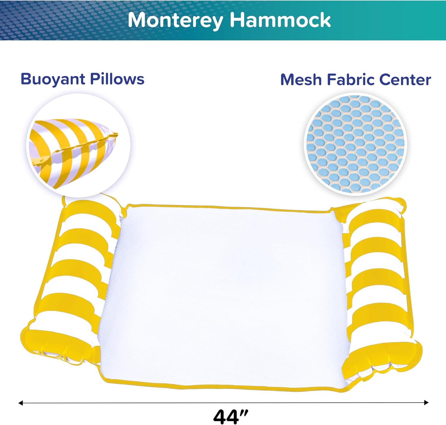 Aqua 4-in-1 Monterey Hammock Pool Float & Water Hammocks – 2-3-4 Multipacks – Multiple Colors/Styles – for Adults and Kids Floating