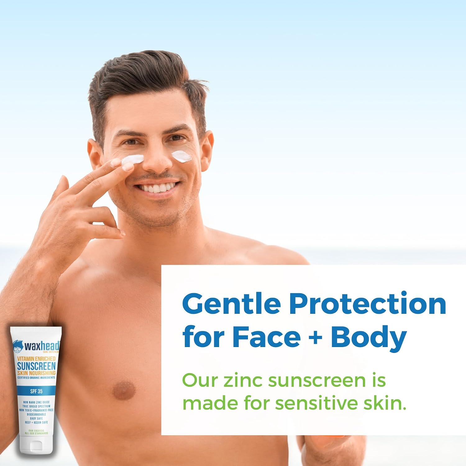 Waxhead Zinc Oxide Sunscreen SPF 35 Mineral Lotion for Face and Body, 4 oz | Only 6 Ingredients, Non-Toxic, 25% Non-Nano Zinc, Water Resistant, Sensitive Skin, Fragrance Free, Organic, Tattoo Protection