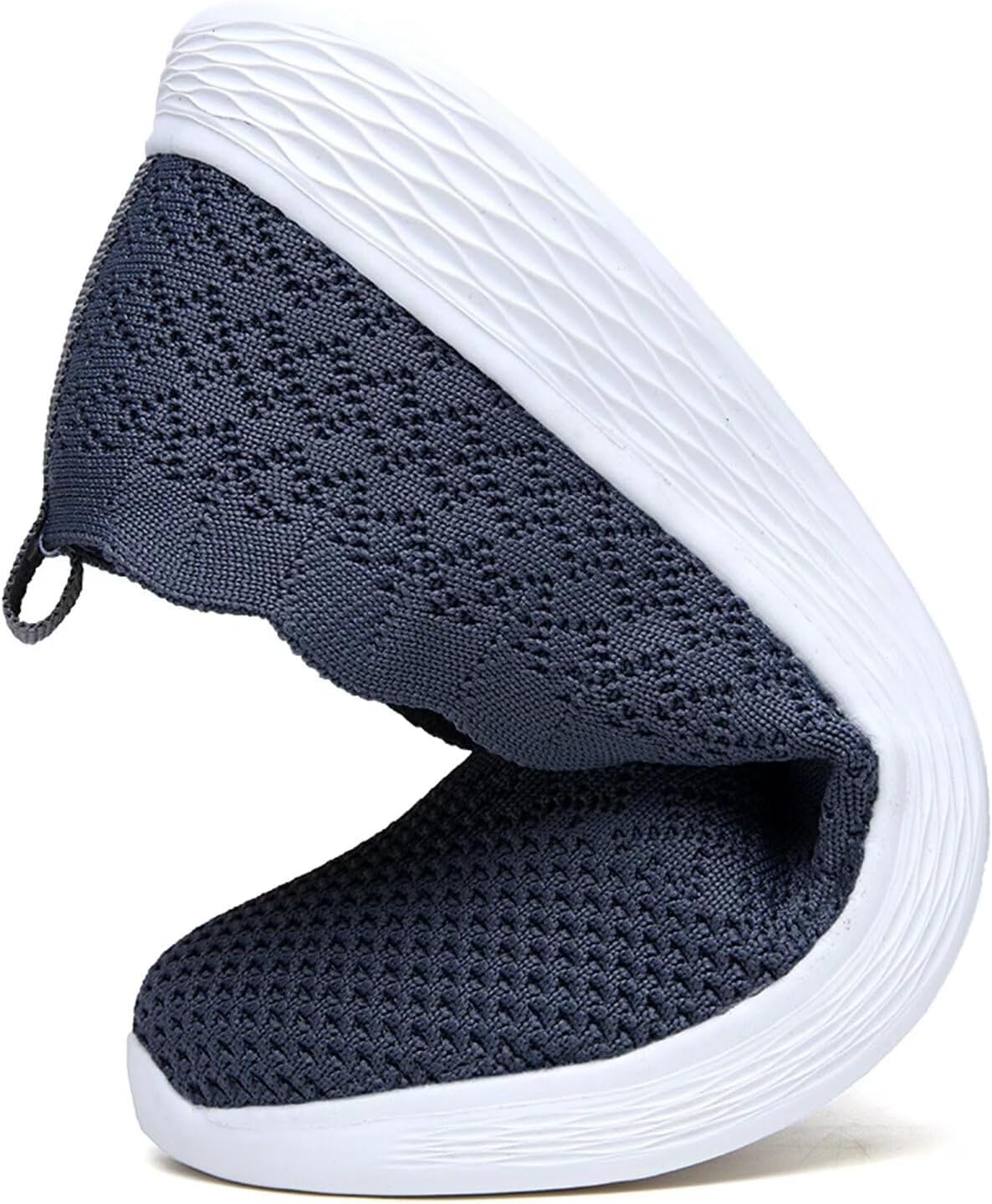 poemlady Women's Walking Shoes Slip On Knit Mesh Loafers Round Toe Flat