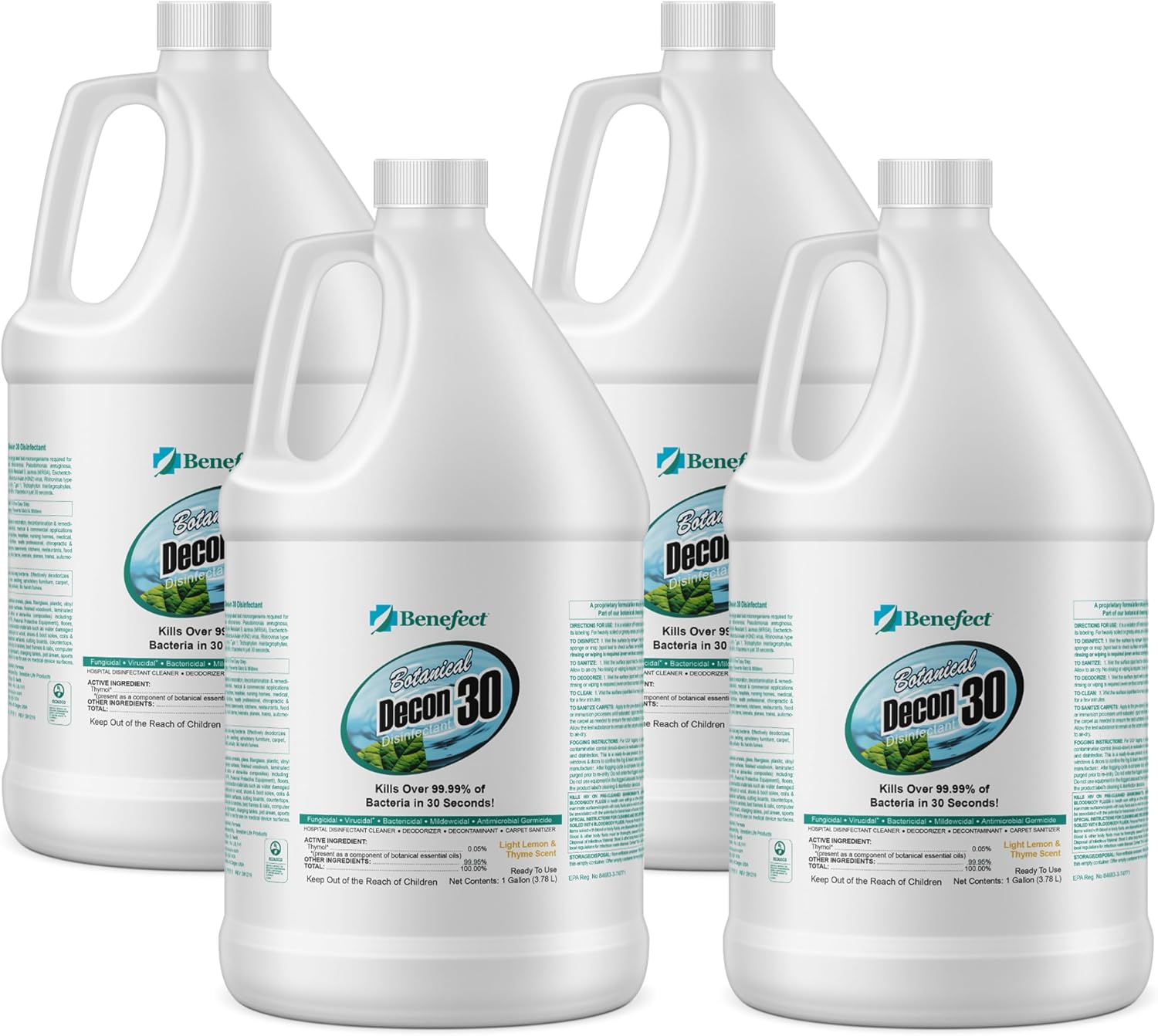 Benefect Botanical Decon 30 Disinfectant Cleaner - All Natural Formula for Effective Cleaning Power - Ideal for Restoration Jobs & Water Damage - 20476 - 1 Gallon