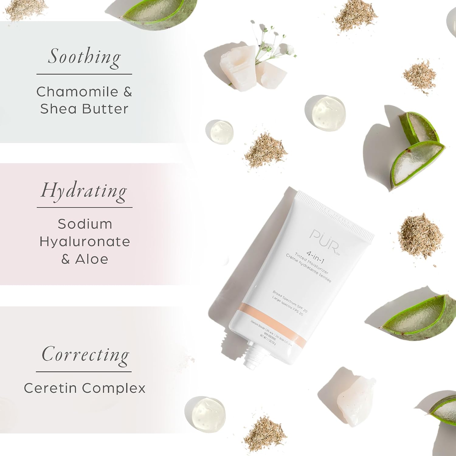 PÜR MINERALS 4-in-1 Tinted Moisturizer With SPF 20 - Hydrating Face Moisturizer, Primer, & Foundation With Shea Butter