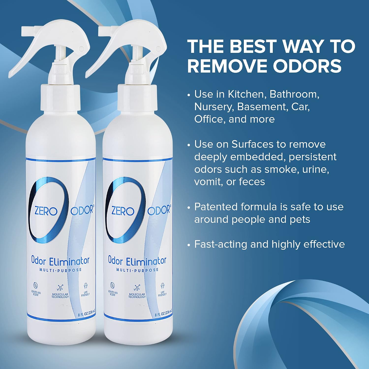 Zero Odor - Multi-Purpose Strong Odor Eliminator for Home, Office, Car, Bathroom, Hotel, Room Deodorizer, and Odor Neutralizer, 16oz