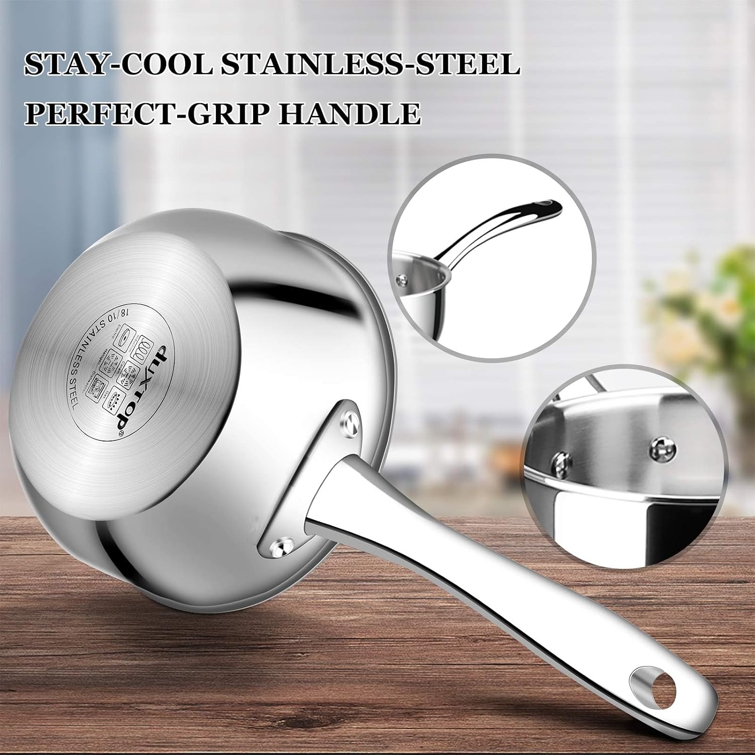 Duxtop Tri-Ply Stainless Steel Saucepan with Lid, 3 Qt Induction Pot | Whole Clad Saucier Pan, Dishwasher and Oven Safe, Stay-Cool Handle