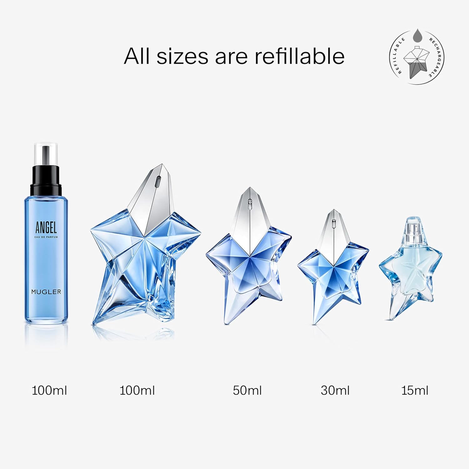 Mugler Angel Eau de Parfum - Long Lasting Ambery Gourmand Perfume for Women | Fragrance with Bergamot, Praline & Patchouli - Long Lasting Womens Gourmand Scent - Perfect for Everyday Wear - Refillable