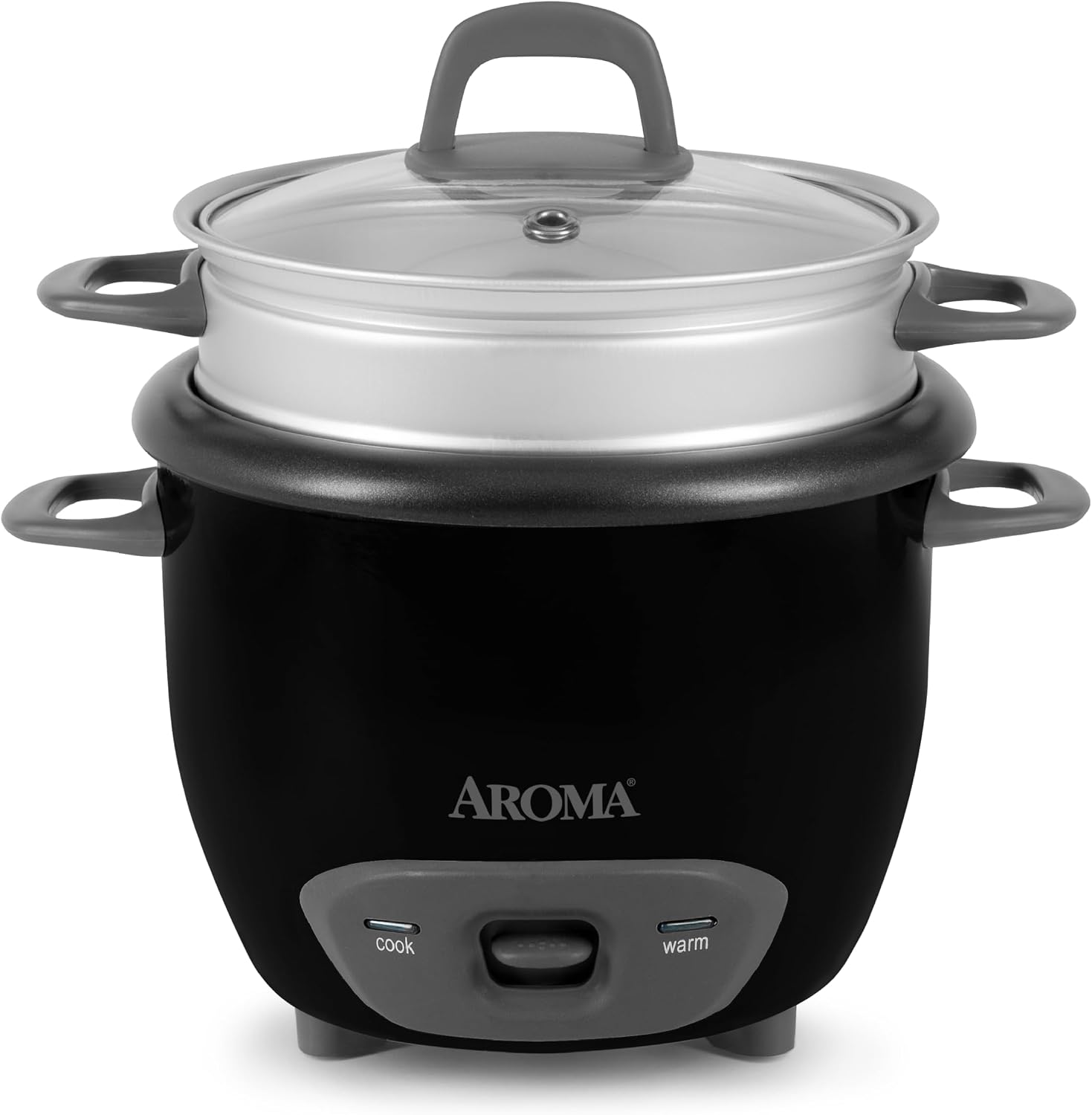 AROMA® Rice Cooker, 3-Cup (Uncooked) / 6-Cup (Cooked), Steamer, Small Rice Cooker, Oatmeal Cooker, Soup Maker, Auto Keep Warm, 1.5 Qt, White, ARC-743-1NG