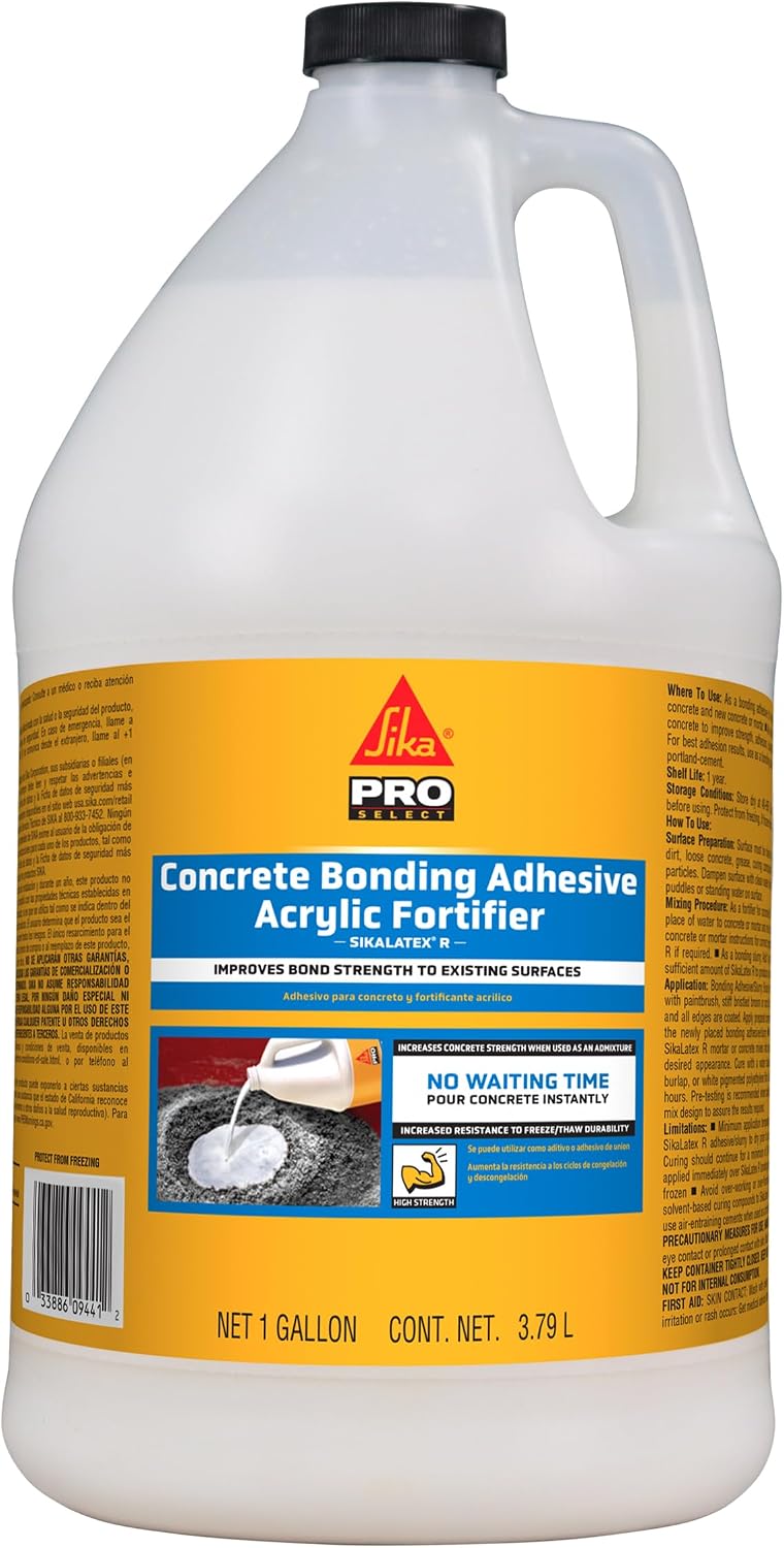 SIKA - SikaLatex R - Concrete Adhesive Glue, White - Admix for Portland-Cement Mortar/Concrete - Resistant to Freezing and thawing Damage - 1-Gallon (Pack of 1)