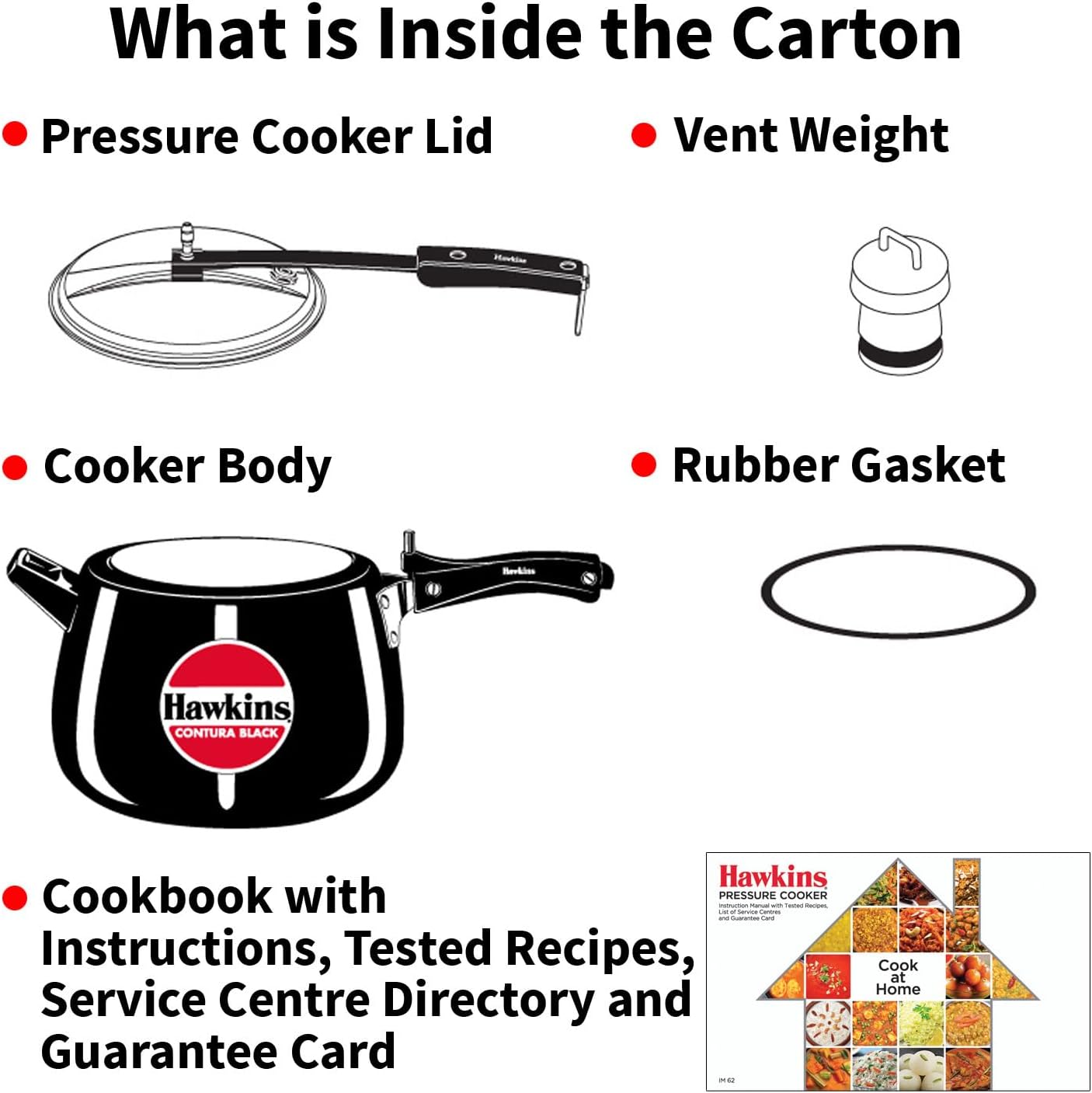 Hawkins 3.5 Litre Contura Black Pressure Cooker, Hard Anodised Inner Lid Cooker, Handi Cooker, Black (CB35)