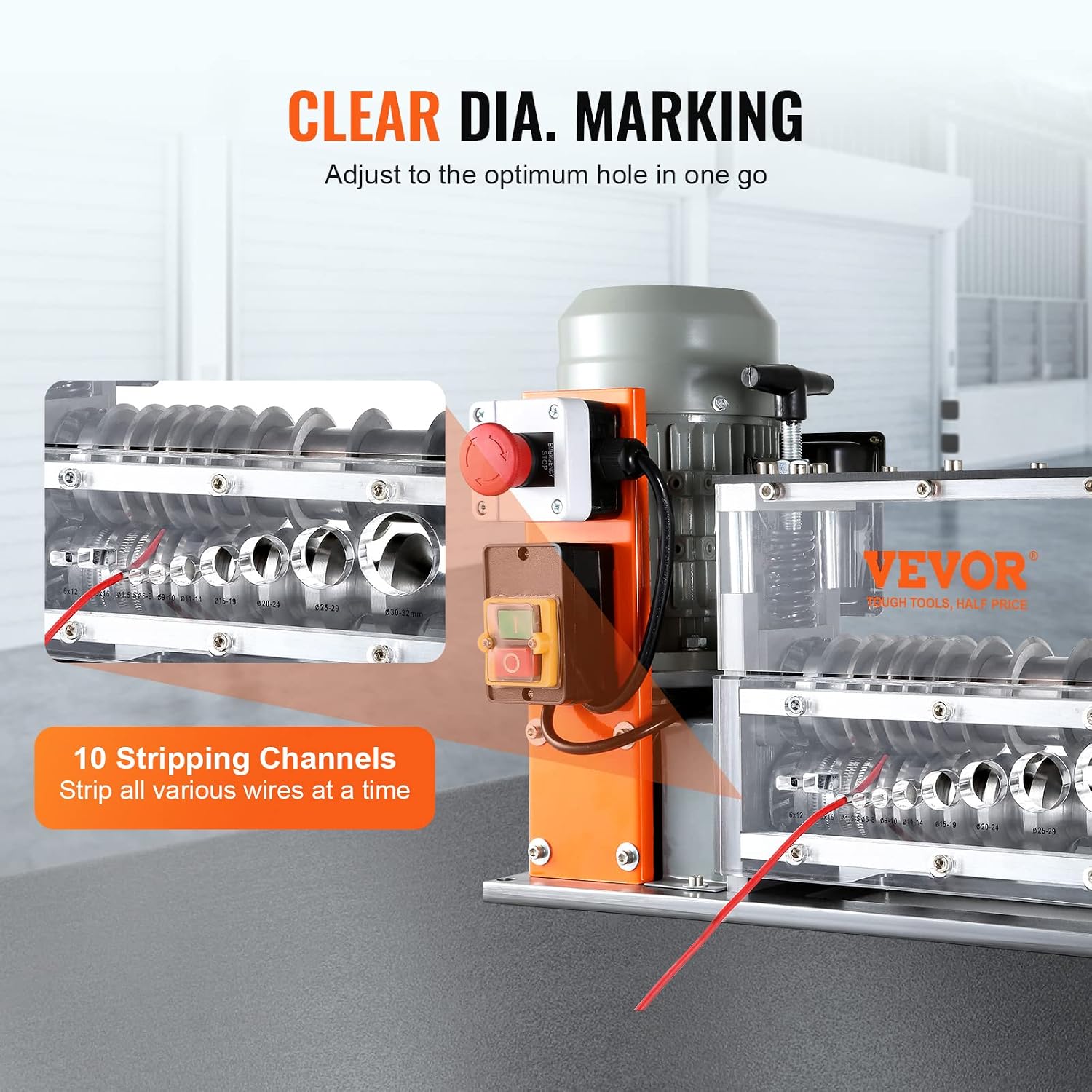 VEVOR Wire Stripping Machine 0.06-1.5 inch, 11 Channels 10 Blades