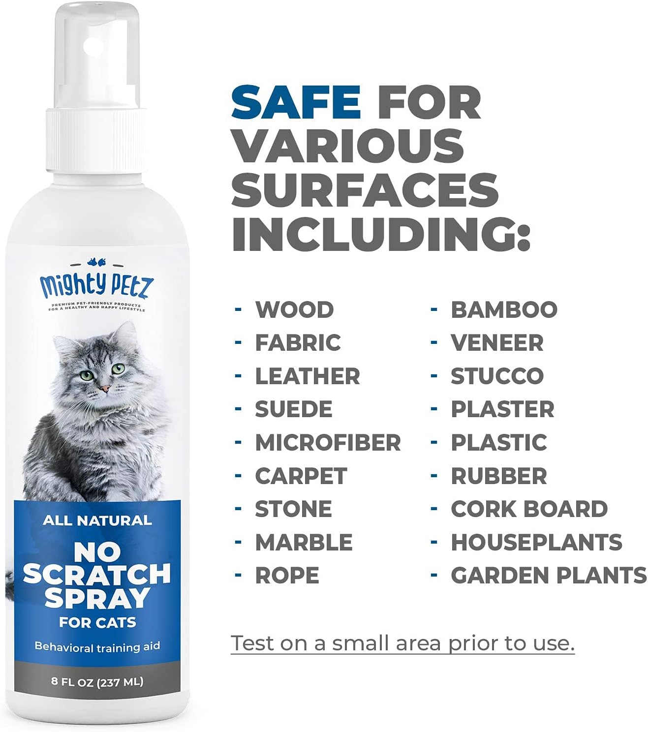 Mighty Petz Cat Deterrent Spray - Cat Indoor Repellent for Furniture, Plants, Couch Protector. Safe