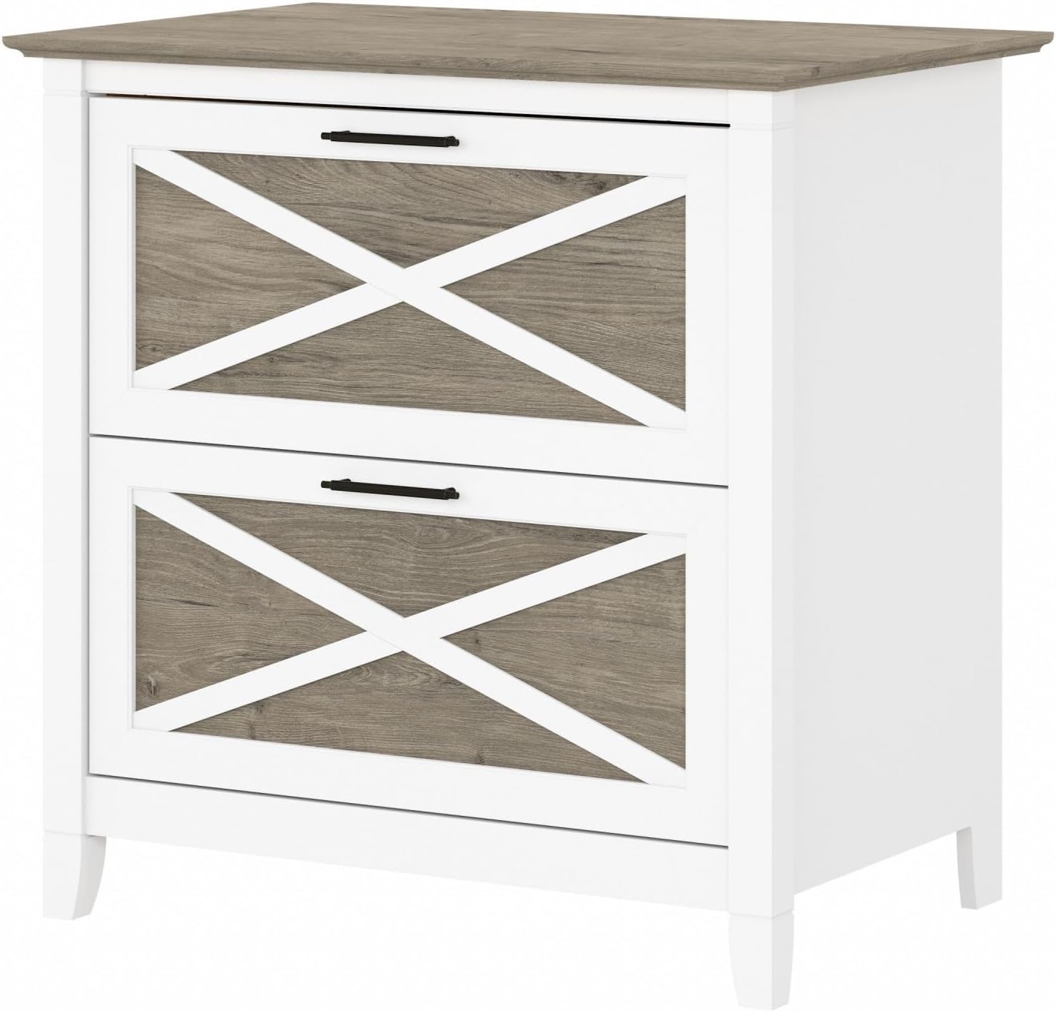 Bush Home Key West 2 Drawer Lateral File Cabinet in Washed Gray, Document Storage for Home Office, Accent Chest with Drawers