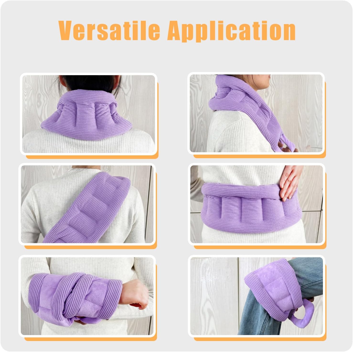 UNCN Long Wide Heating Pad for Neck and Shoulders Back 33x5.9 Microwavable Large Moist Heat Pack Warm Hot Compress Neck Wrap Weighted Bag Massage